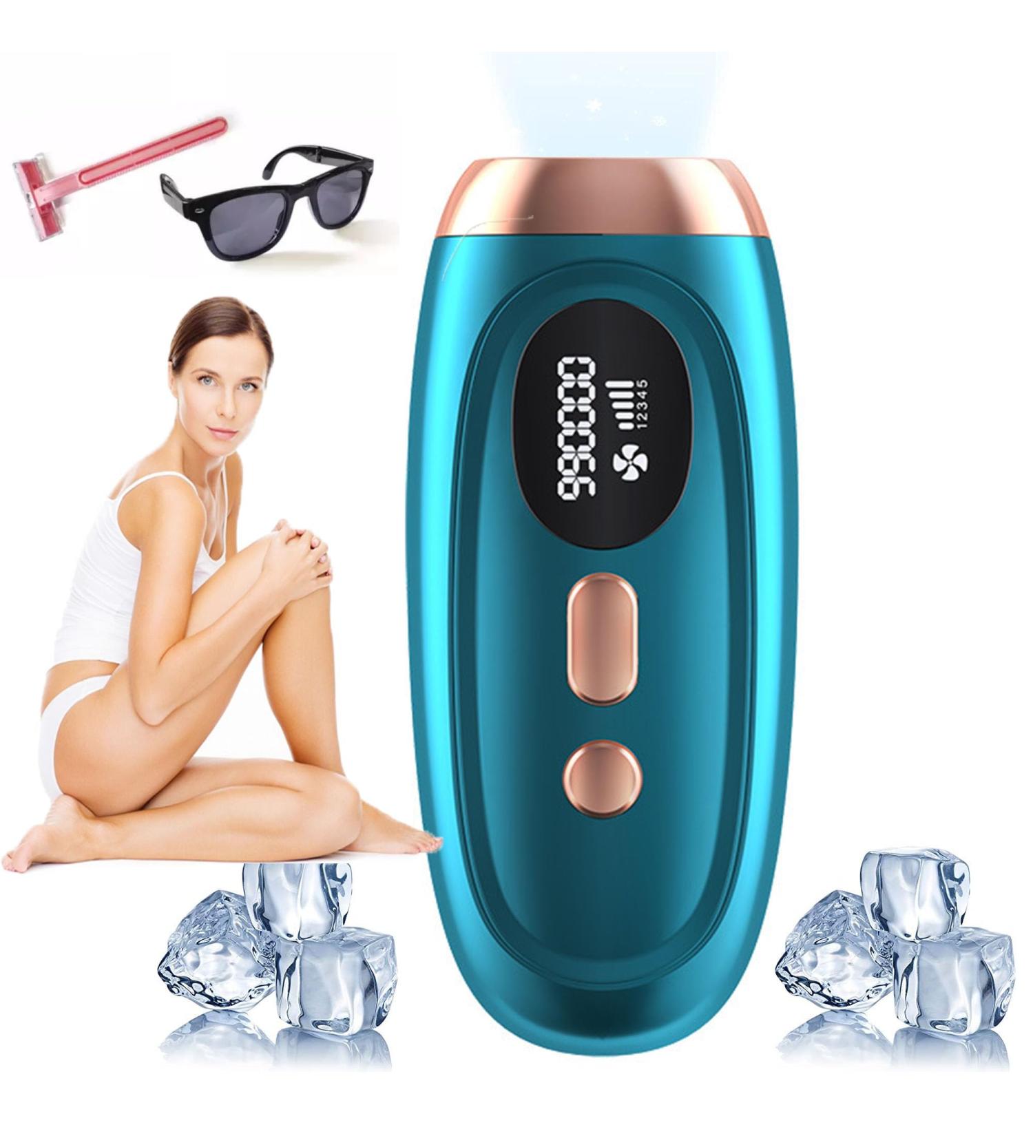 Laser Hair Removal with Cooling System - At-Home IPL Hair Removal for Women & Men - 999,900 Flashes - Permanent Hair Removal Device for Facial, Legs, Arms, Bikini Line - Green - Buy Online on GoSupps.com