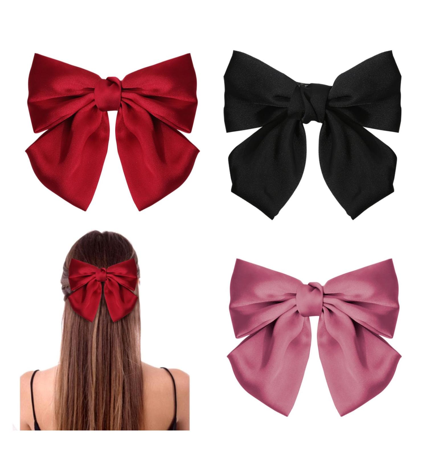 GWAWG 3PC Loop Hair Clips - Stylish French Hair Clips in Black Pink & Red for Girls - Perfect Accessory for Effortless Hairstyles - Buy Online on GoSupps.com