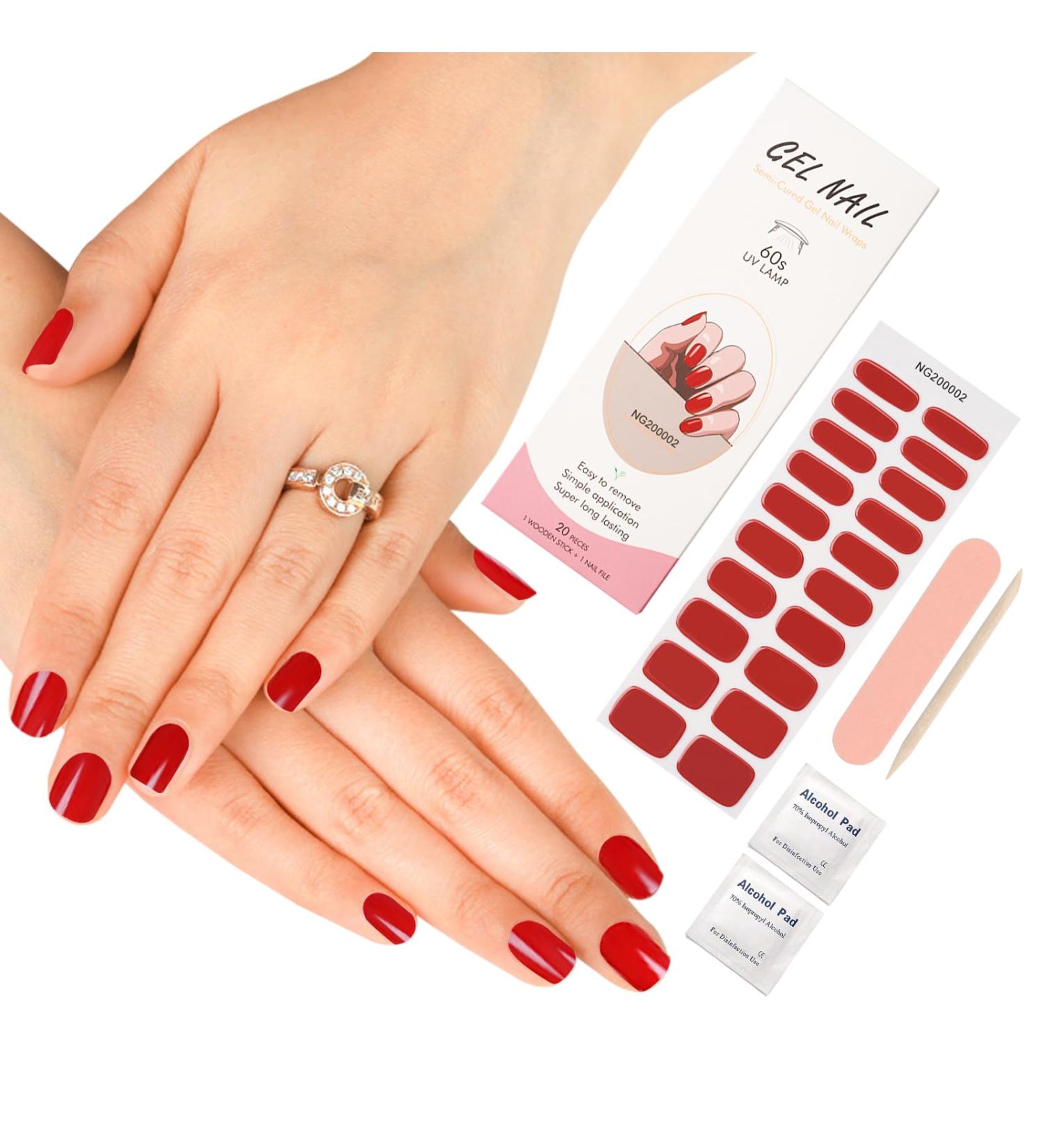 ZAHRVIA 20Pcs Semi Cured Gel Nail Stickers | Long Lasting Nail Wraps | Constellation Design | UV/LED Lamp Required (Red) - Buy Online on GoSupps.com