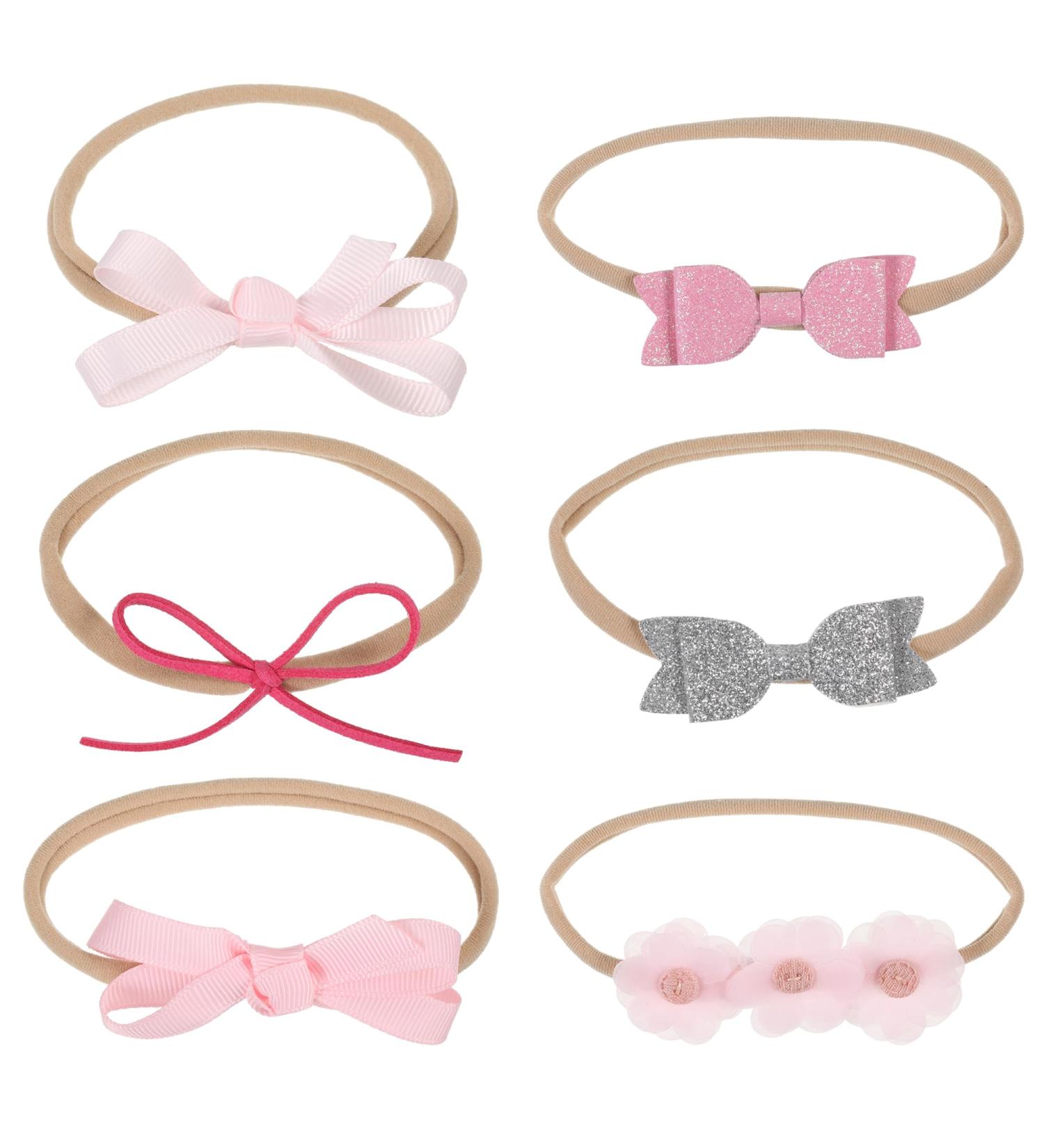 WUISOLQP 6 Pcs Baby Girls Flower Headbands - Soft Stretchy Elastic Hairbands for Newborns, Infants, Toddlers - Perfect Christmas Birthday Photography Accessories (Pink) - Buy Online on GoSupps.com