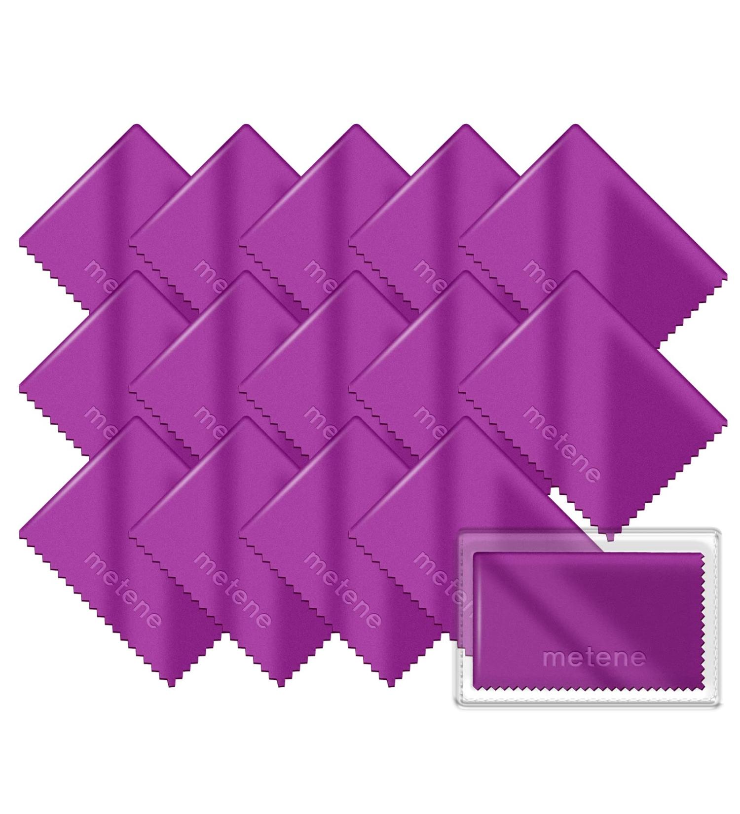 Metene 15 Pack Microfiber Cleaning Cloths - Glasses, Phone, Screens, Camera Lens Cleaner - Dark Purple - Buy Online on GoSupps.com