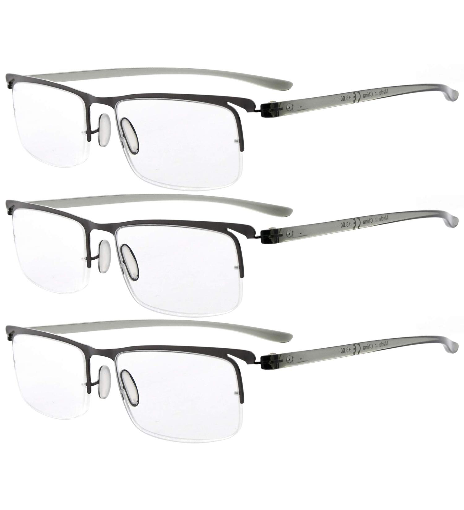 Eyekepper 3 Pack Plastic Half Frame Reading Glasses for Men & Women - Gunmetal +0.75 | High Quality International Shipping - Buy Online on GoSupps.com