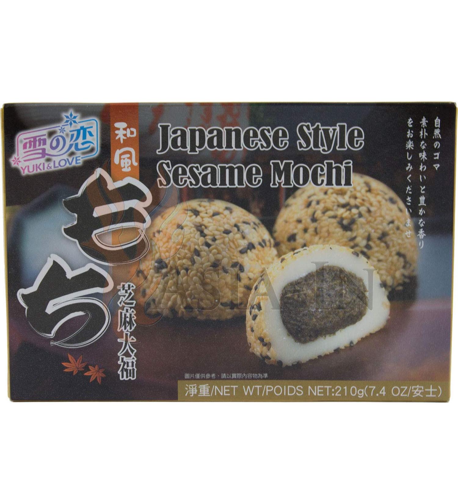 Yuki & Love Japanese Style Sesame Mochi - Delicious Rice Cake 210g (6 x 35g) | International Shipping Available - Buy Online on GoSupps.com