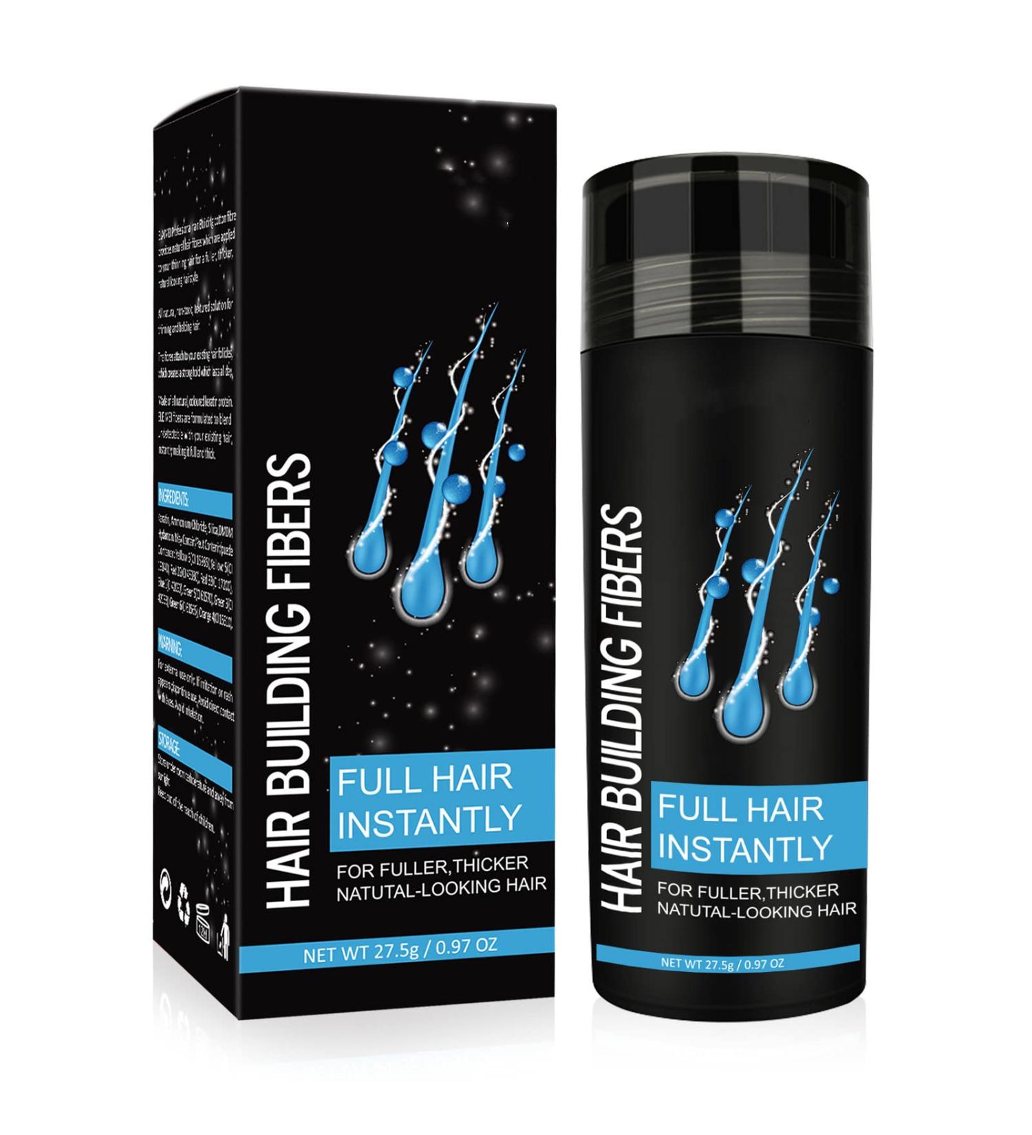 Professional Quality Black Hair Building Fibers for Thinning Hair - Hair Loss Concealer for Women and Men - Covers Bald Spots - Fiber Hair Powder - Buy Online on GoSupps.com