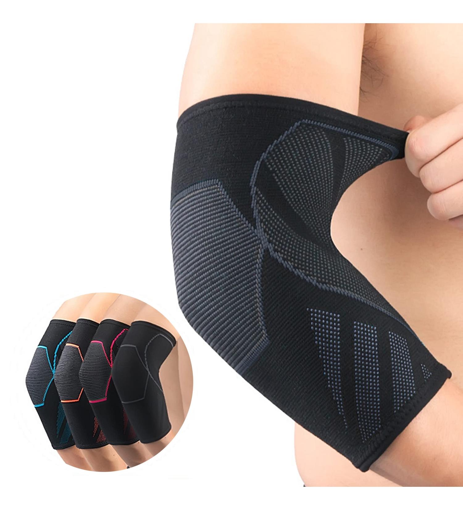 Cyclxy Elbow Compression Sleeve (1 Pair) - Tennis Elbow Braces for Tendonitis - Arm Supports for Golfers and Weightlifting - Black/Grey, Medium - Buy Online on GoSupps.com