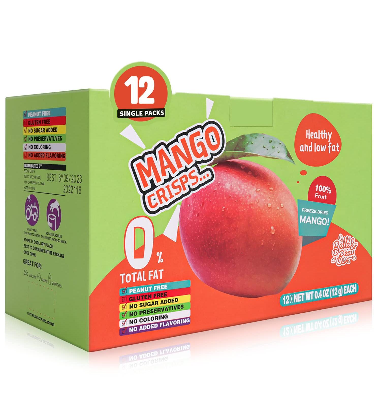Belle&Beau Freeze Dried Mangoes Crisps - All-Natural No Sugar Added (Pack of 12) - Snack Gift Box with Single Pack Dried Fruit Snacks - Buy Online on GoSupps.com