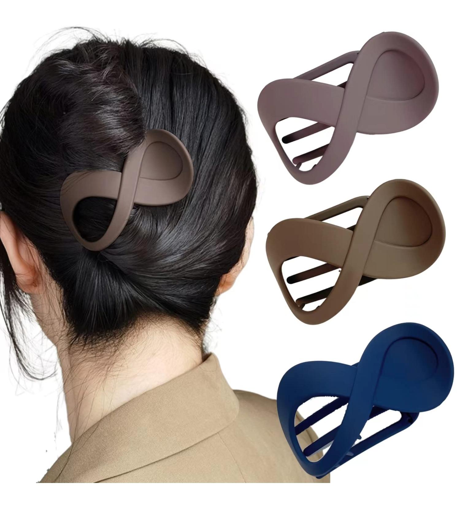 Buy French Hair Clips for Women | Large Matte Hairpin Set for Thick & Thin Hair - Elegant Accessories in Brown Blue Purple & Gray - Buy Online on GoSupps.com