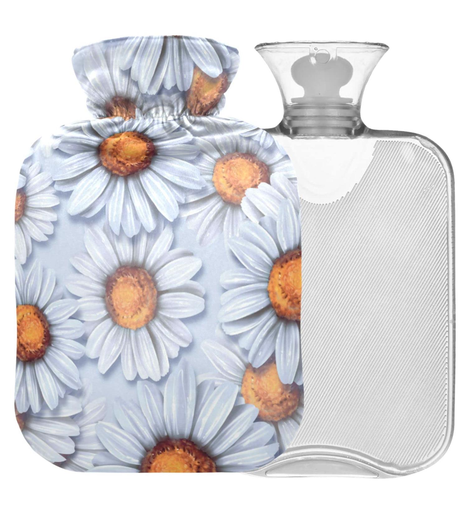 NAANLE Vintage Chrysanthemums Hot Water Bottle 1L - Transparent Heating Bag for Menstrual Cramps Pain Relief & Heat Therapy - Buy Online on GoSupps.com