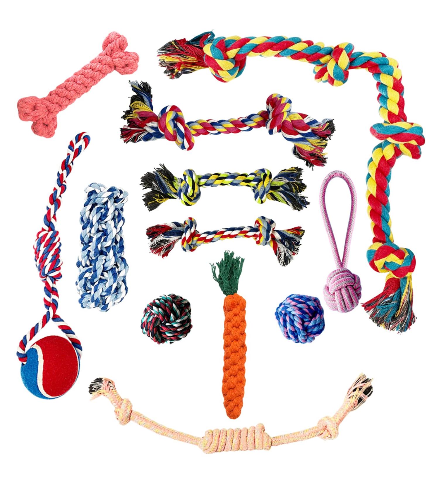 SHCNSJC Dog Toys Puppy Teething Rope Chew Toy for Small Dogs Indestructible for Boredom Interactive Large Tough Ball On A Ropes Medium & Small Chew Toy 12 PCS - Buy Online on GoSupps.com