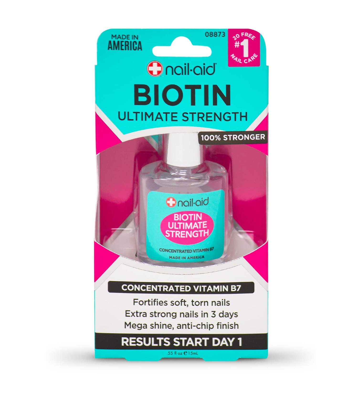 Nail-Aid Biotin Ultimate Strength - Nail Treatment & Strengthener - Clear 0.55 Fl Oz - Pack of 1 - Buy Online on GoSupps.com