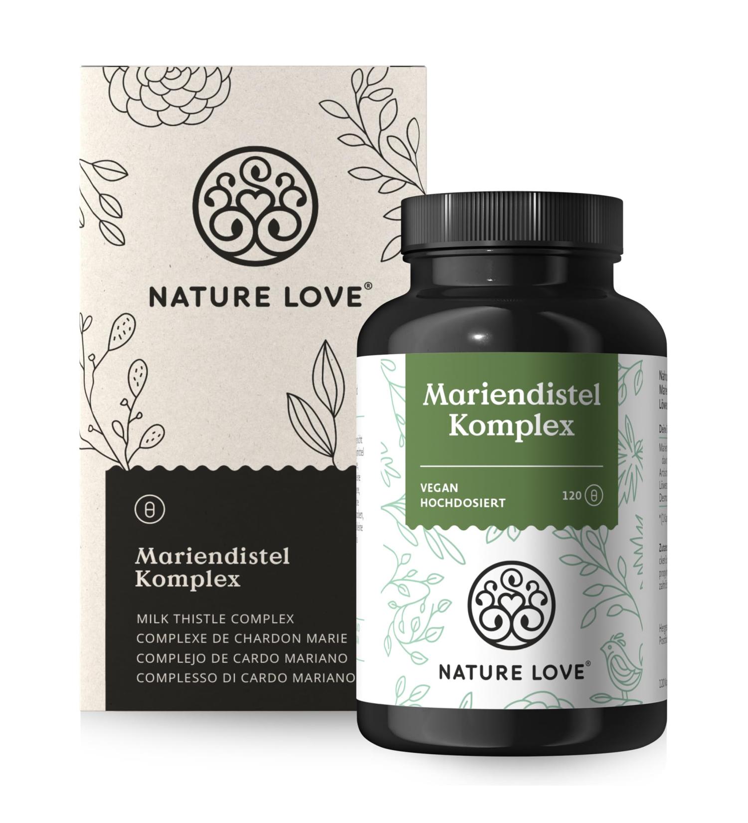 Buy Nature Love Mary Thistle & Artichoke Extract - High-Dose 80% Silymarin - 120 Vegan Capsules - Laboratory Tested Quality - International Shipping Available - Buy Online on GoSupps.com