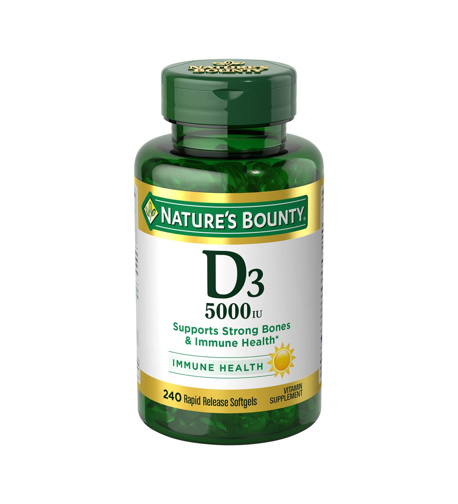 Nature's Bounty Vitamin D3 5000iu - 240 Softgels for Immune Support - Buy Online on GoSupps.com