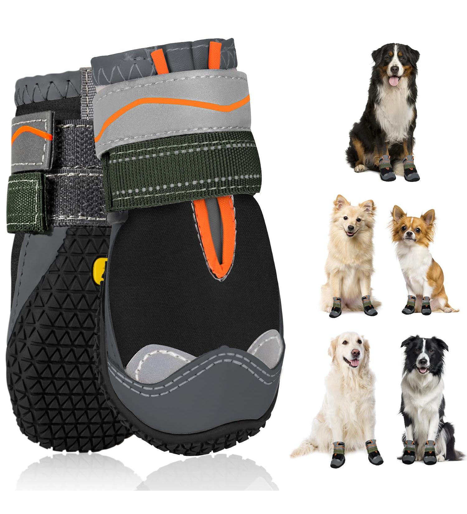 Slowton Waterproof Dog Shoes - Non-Slip Paw Protection for Small to Medium Dogs | Reflective Velcro Fastener | Winter Boots Size 5 (Black) - Buy Online on GoSupps.com