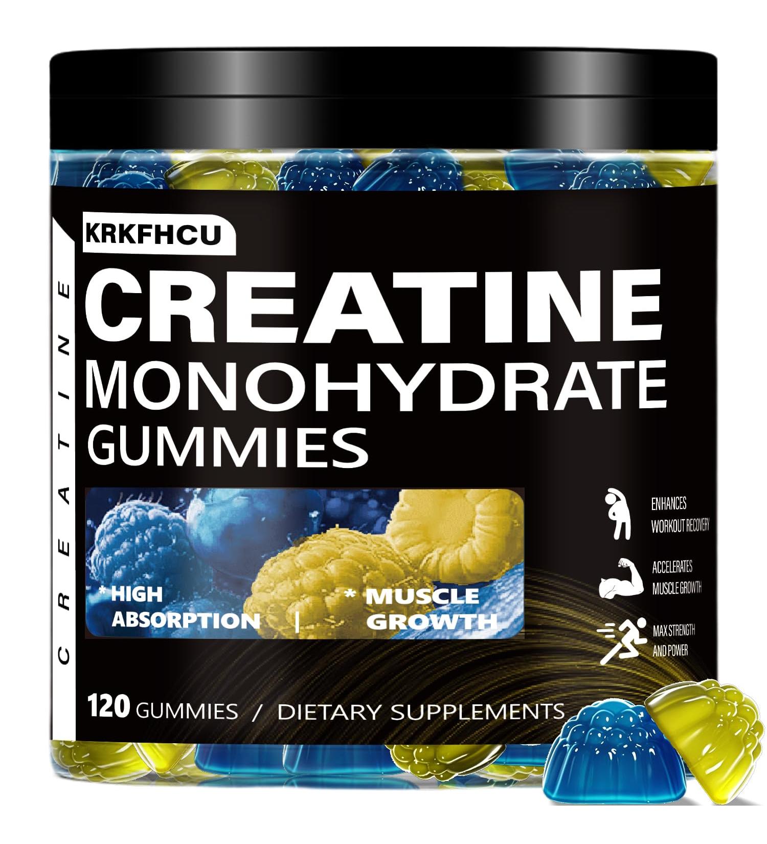 Creatine Monohydrate Gummies for Men & Women - Complex 8000 MG PreWorkout Supplement Creatine Gummy with BCAA L-Taurine & Vitamin B12 for Muscle Builder Strength & Energy Boost 120 Count 1Pack Pineapple & Blueberry - Buy Online on GoSupps.com