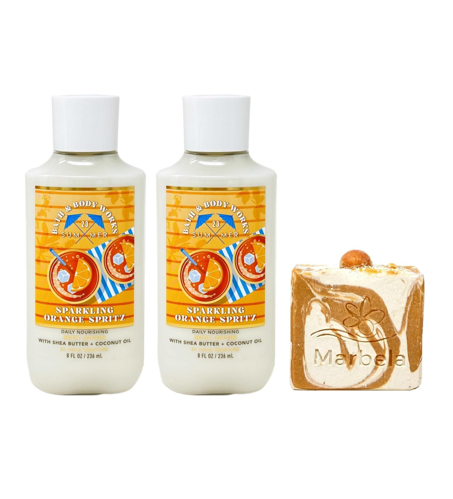 Bath & Body Works Sparkling Orange Spritz 2 Pack Body Lotion with a Peach Gardenia Bar Soap - Full Size - Buy Online on GoSupps.com
