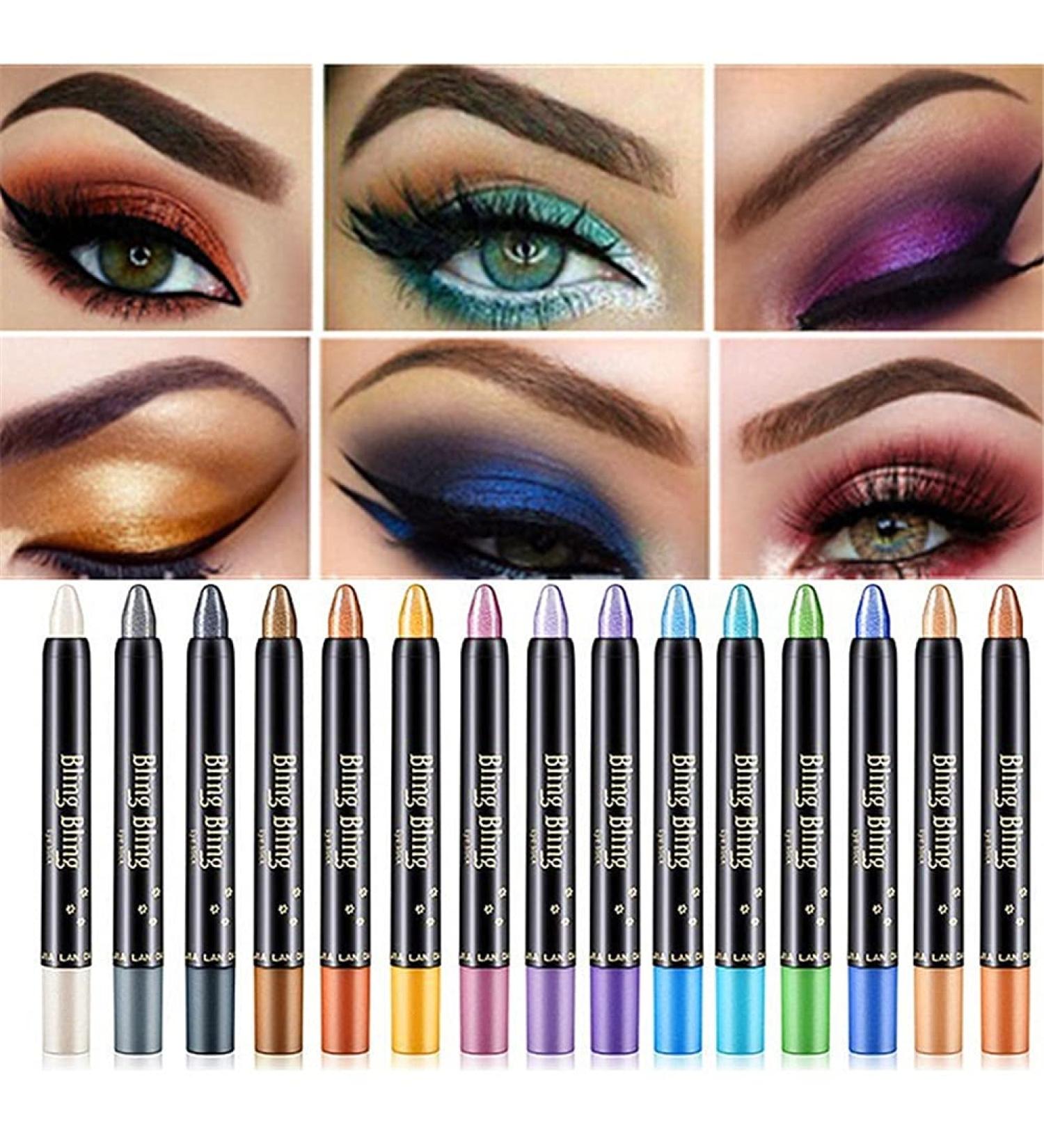  LILOVE 15 couleurs Waterproof Glitter Liquid Eyeliner Highlighter Eyeshadow Pencil Waterproof Long Lasting Glitter Matte Eye Shadow Stick Makeup Pigment Pen Cosmetics (15 PCS) - Buy Online on GoSupps.com