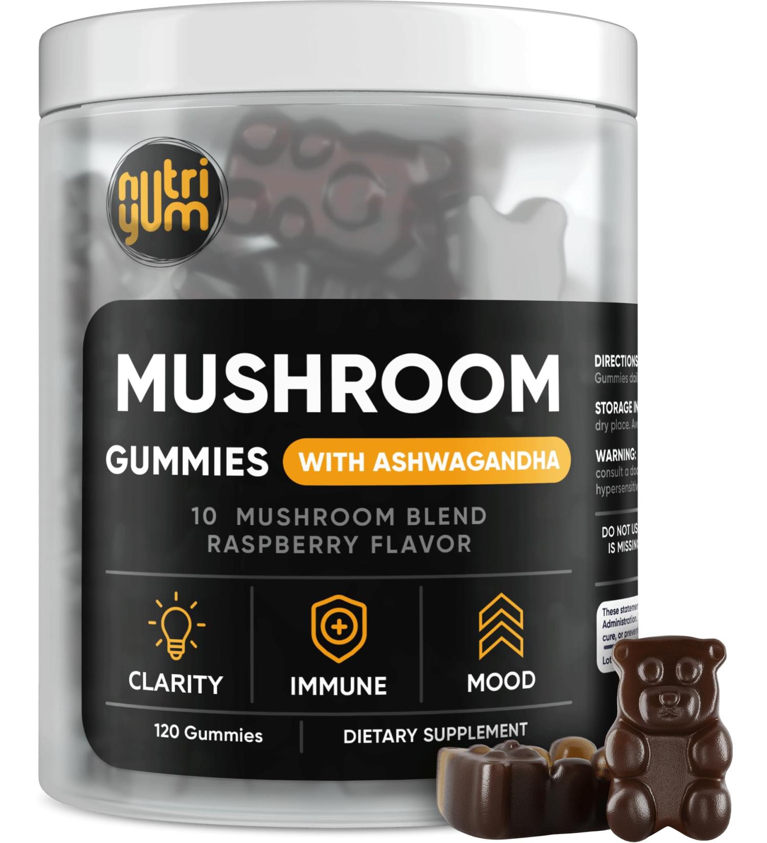 Nutriyum Mushroom Gummies 10 Blend 120 pcs - Immune Energy Clarity Supplement - Buy Online on GoSupps.com