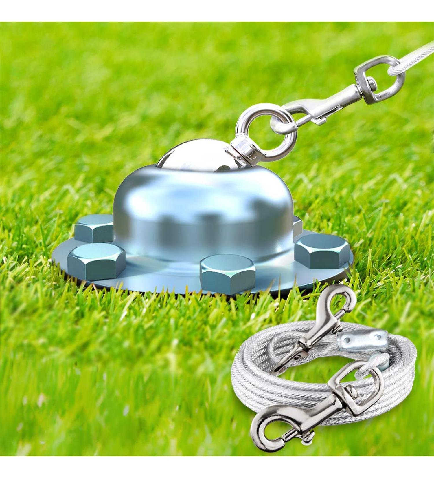 360 Swivel Dog Tie Out Cable and Stake - Heavy Dog Yard Stake Rust Proof Dog Tether Holds 1000Lbs of Pull Force - 30ft Dog Runner Cable for Yard Camping Outdoor dog stake with 20ft tie out cable - Buy Online on GoSupps.com