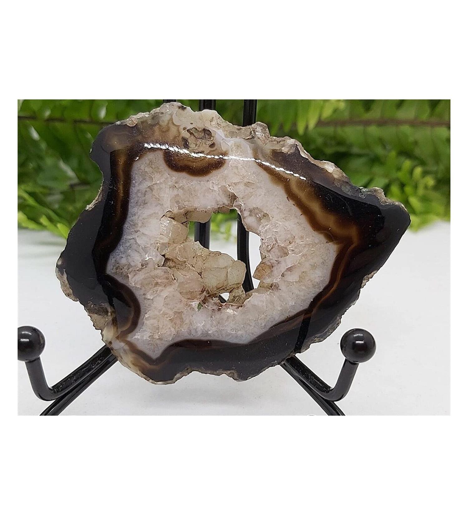 Stone 35g-40g Natural Black Agate Crystal with Druzy Slice Stone Balance Gemstone Decoration ERTEYIN