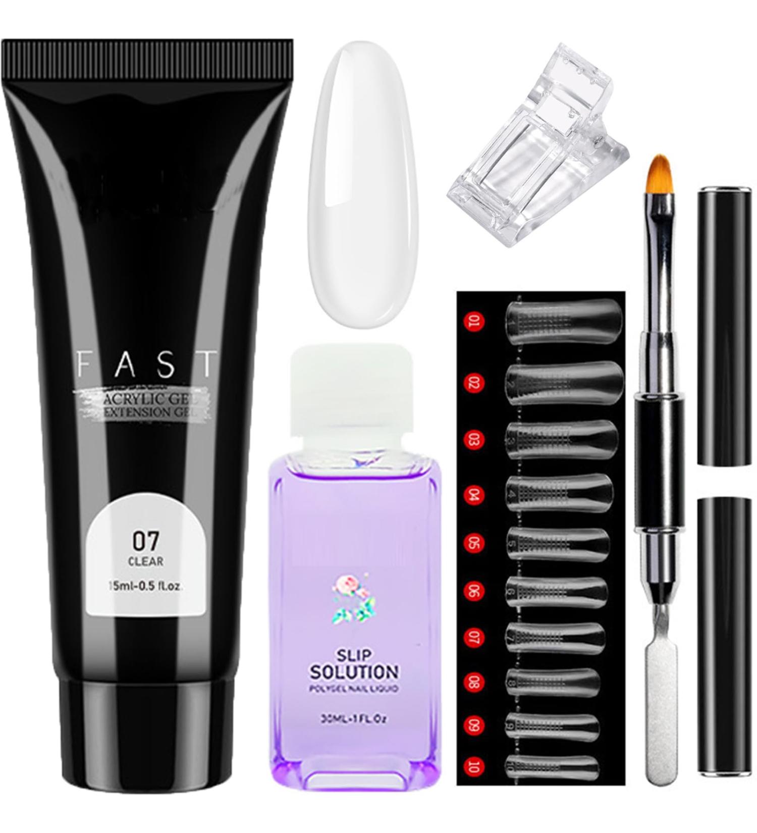 Clear Poly Nail Gel Kit | 15ml Builder Extension Set for Beginners | DIY Nail Art Women Gift - Buy Online on GoSupps.com