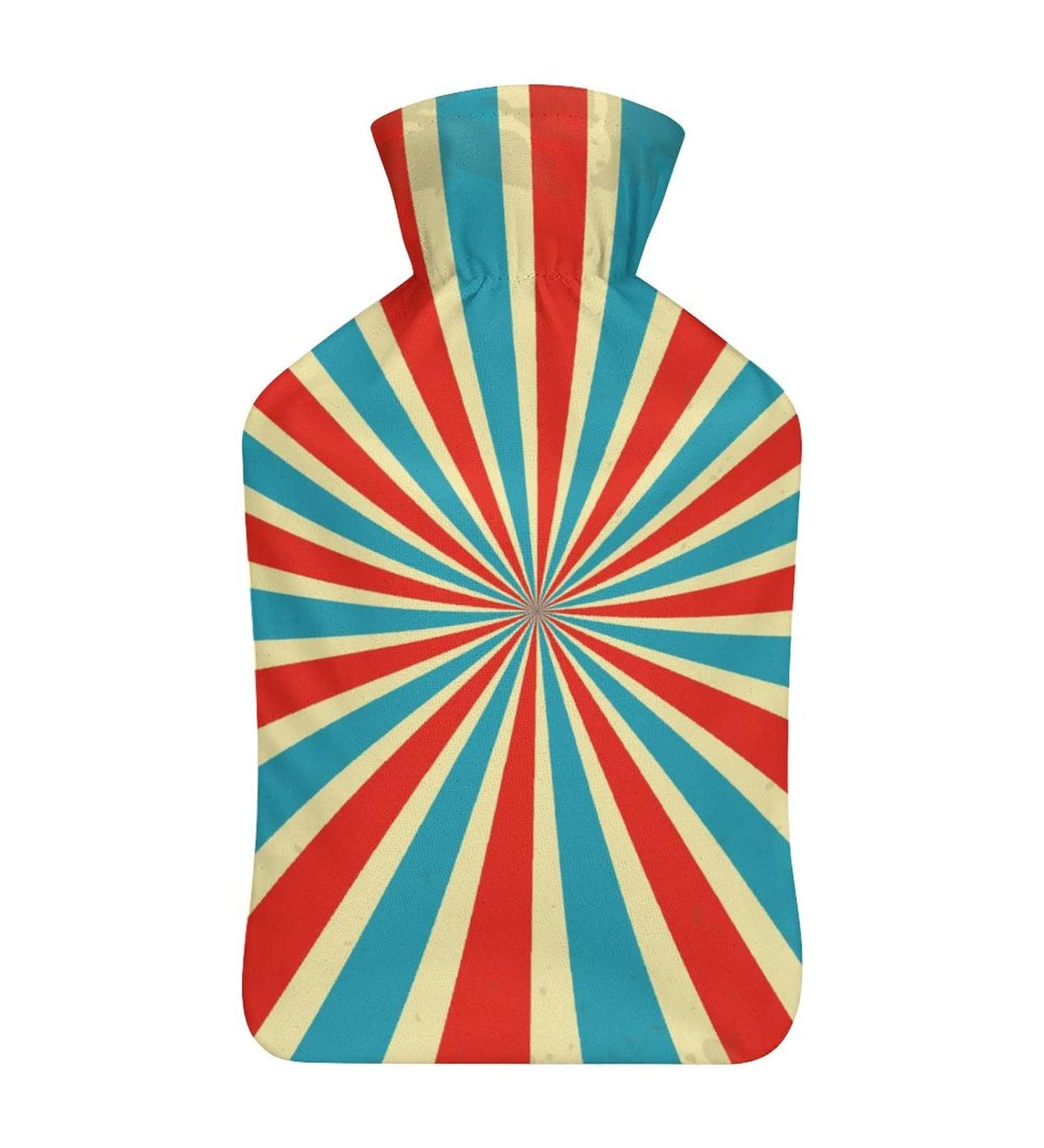 Color Stripe Hot Water Bottle with Plush Cover | Hand Warmer for Adults & Children - 26.5x15.3cm - International Shipping - Buy Online on GoSupps.com