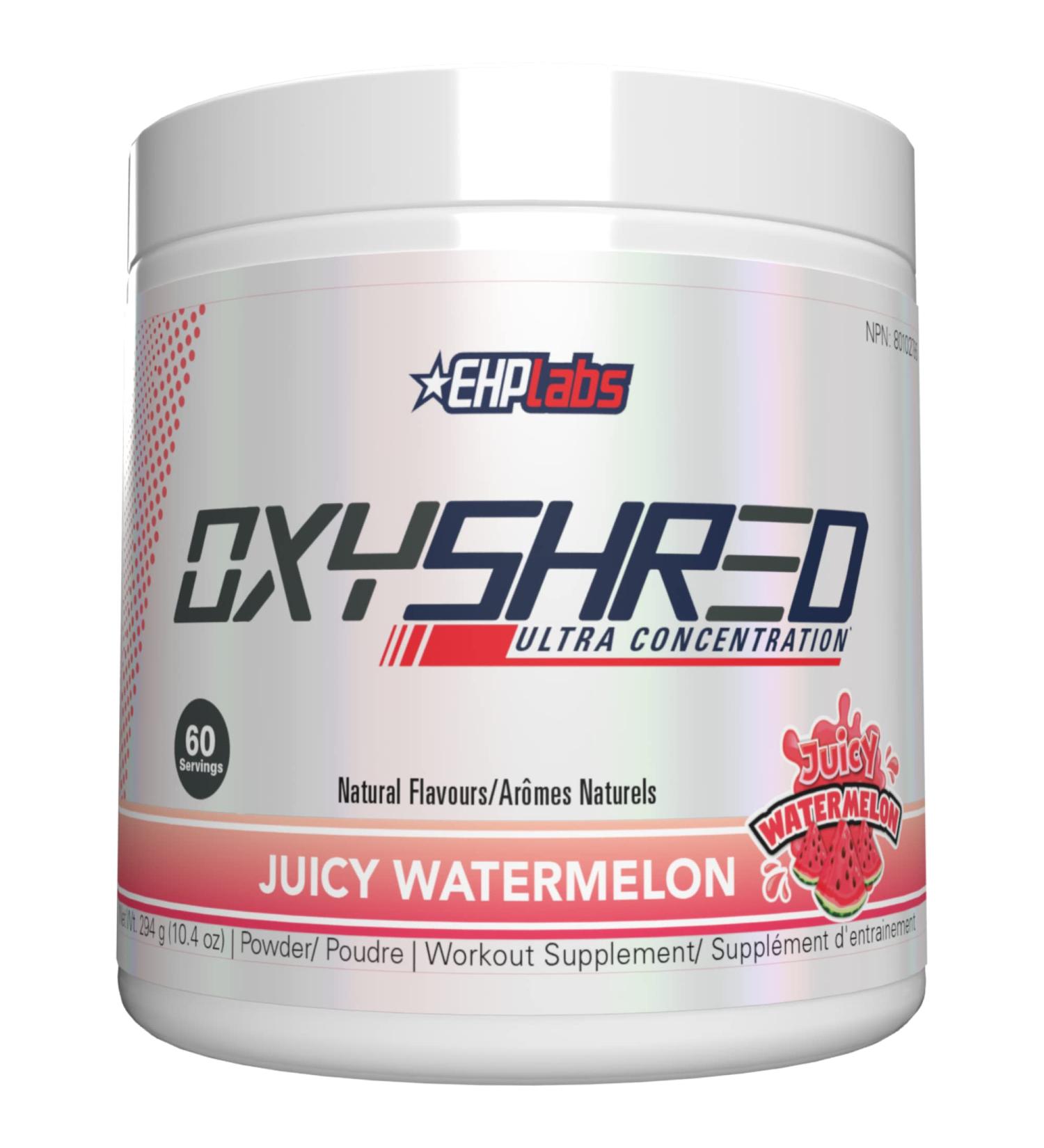 EHPlabs OxyShred Thermogenic Pre Workout Powder & Shredding Supplement - Preworkout for Men & Women Sugar Free Energy Powder with 150mg of Caffeine - Juicy Watermelon 60 Servings - Buy Online on GoSupps.com