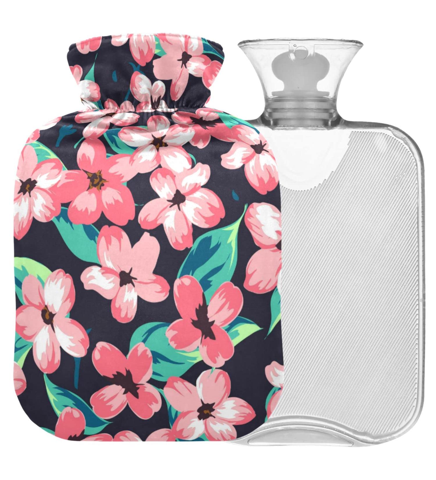 NAANLE 2L Hot Water Bottle with Cherry Flower Cover - Heat Therapy for Back Pain Relief & Cold Therapy | Hand & Foot Warmer - Buy Online on GoSupps.com