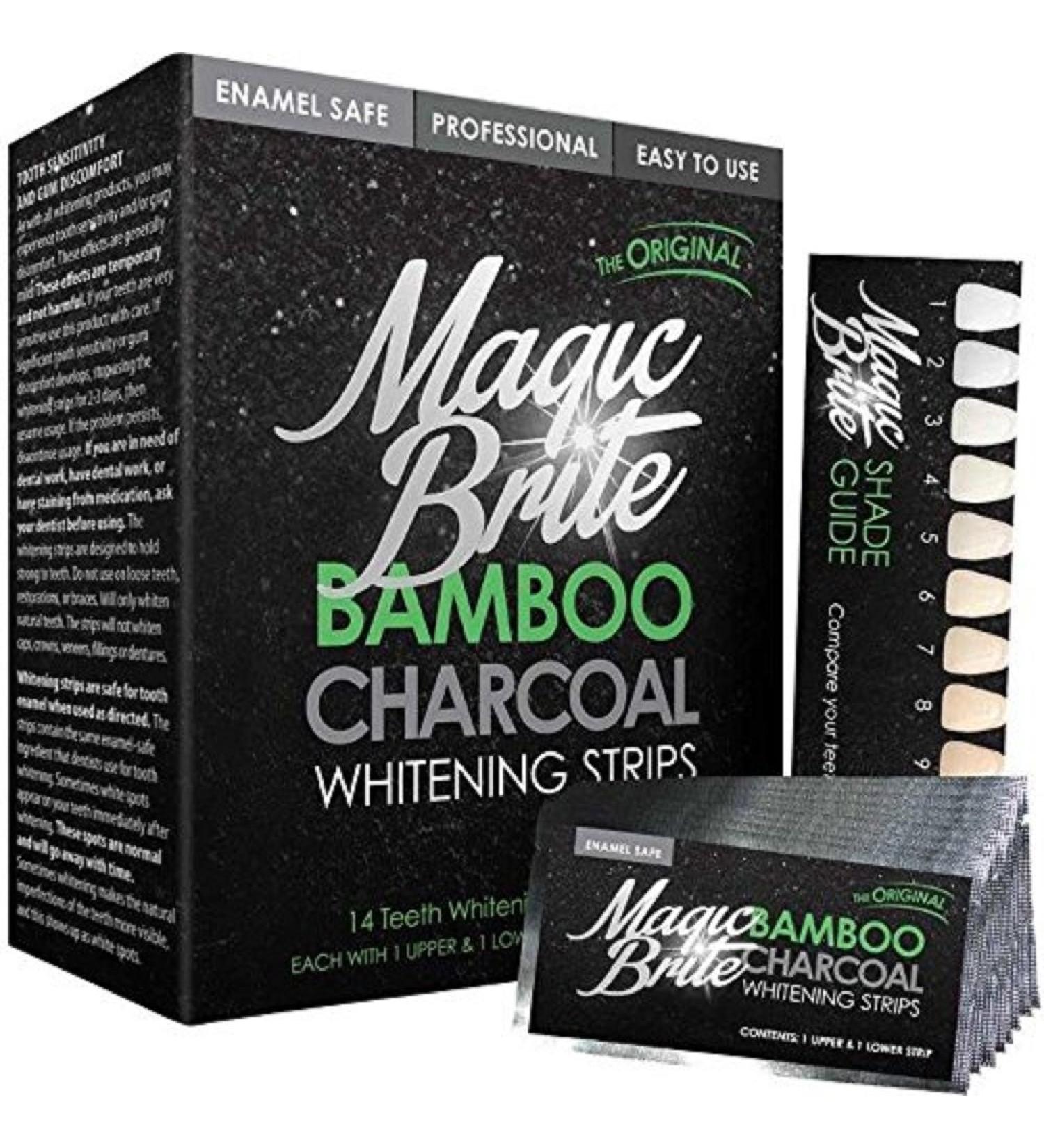 MagicBrite Teeth Whitening Strips | Bamboo Activated Charcoal for Instant Whitening & No Mess - Buy Online on GoSupps.com