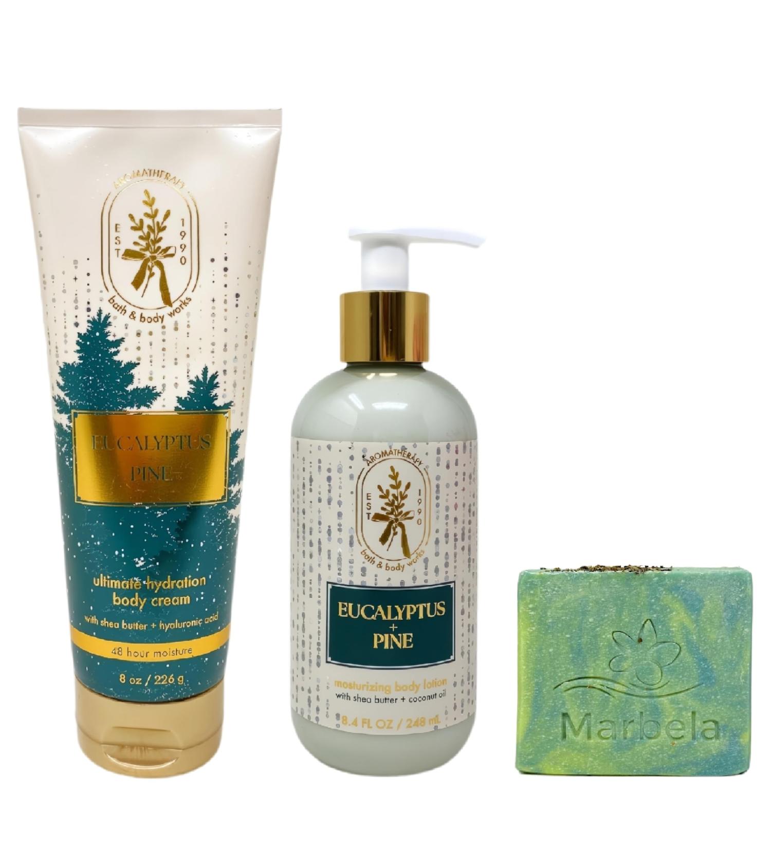 Bath & Body Works Aromatherapy Eucalyptus Pine - Ultimate Hydration Body Cream - Mosturizing Body Lotion with a Fresh Forest Bar Soap - Buy Online on GoSupps.com