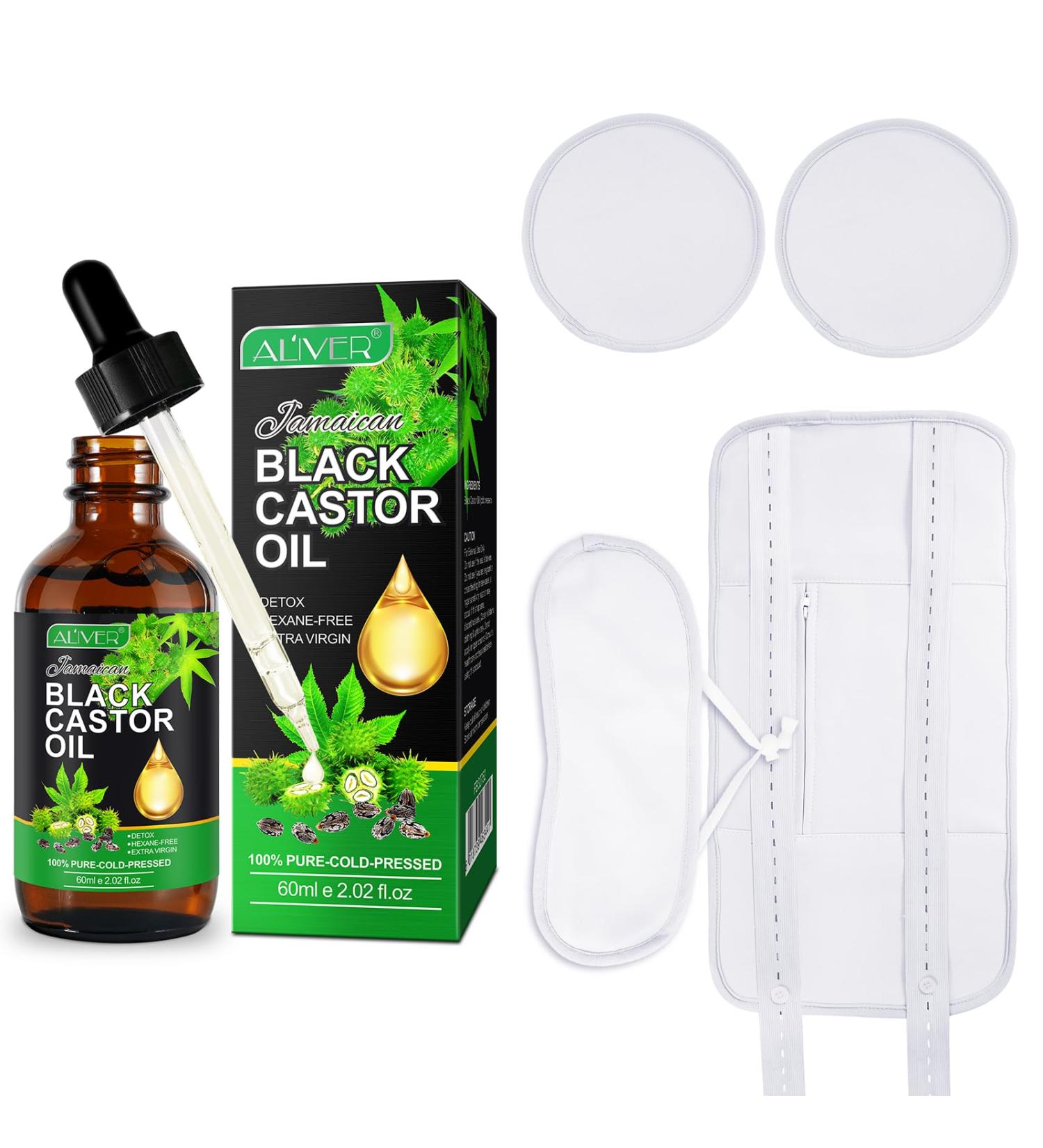 5 in 1 Reusable Castor Oil Compress Kit | Organic Castor Oil & Adjustable Belts for Liver Detox & Muscle Pain Relief - 60 ml - Buy Online on GoSupps.com