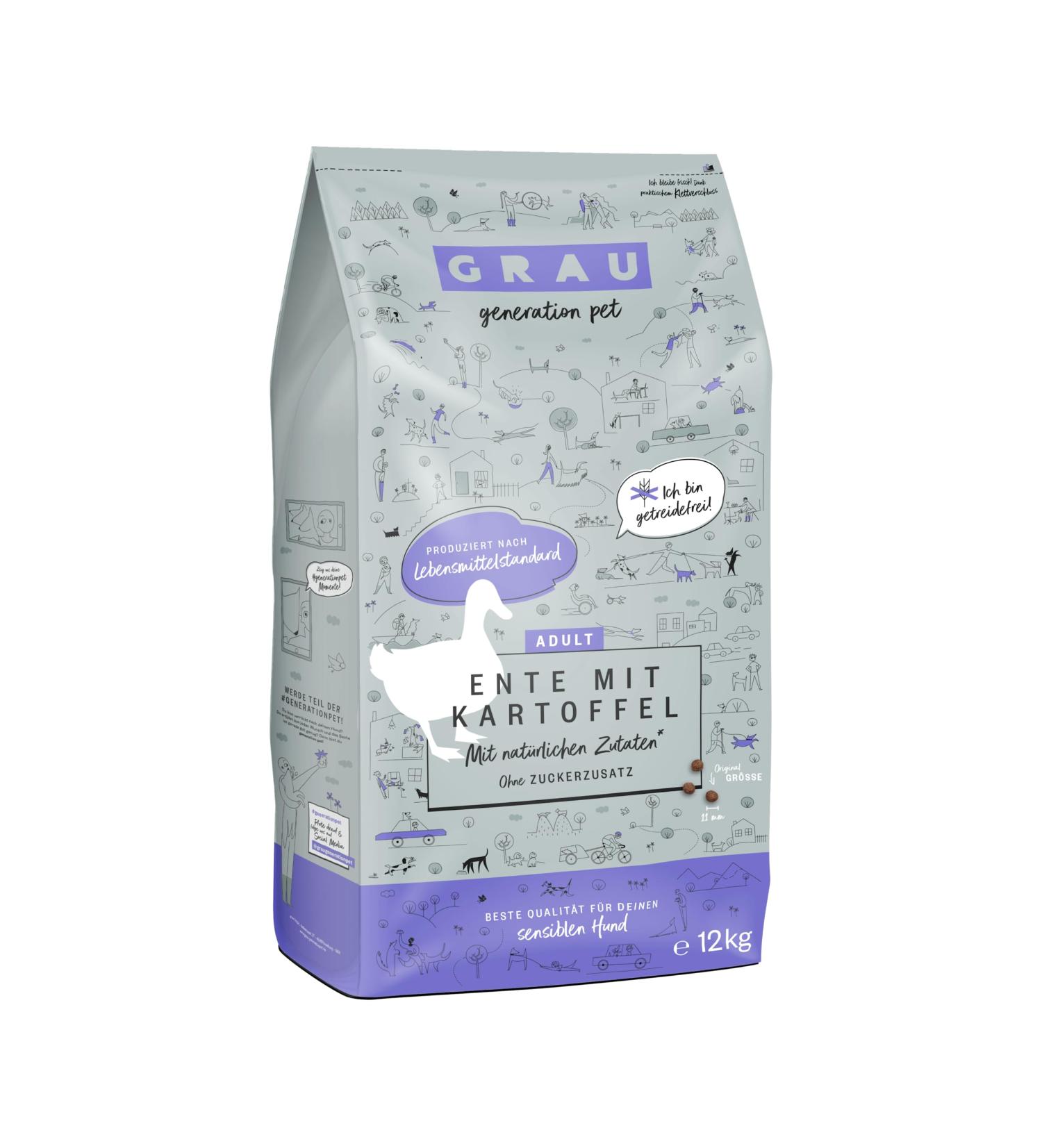 GRAU The Original Dog Food Duck & Potatoes Pack of 1 (1 x 12 kg) Grain Free For Sensitive Adult Dogs - Buy Online on GoSupps.com