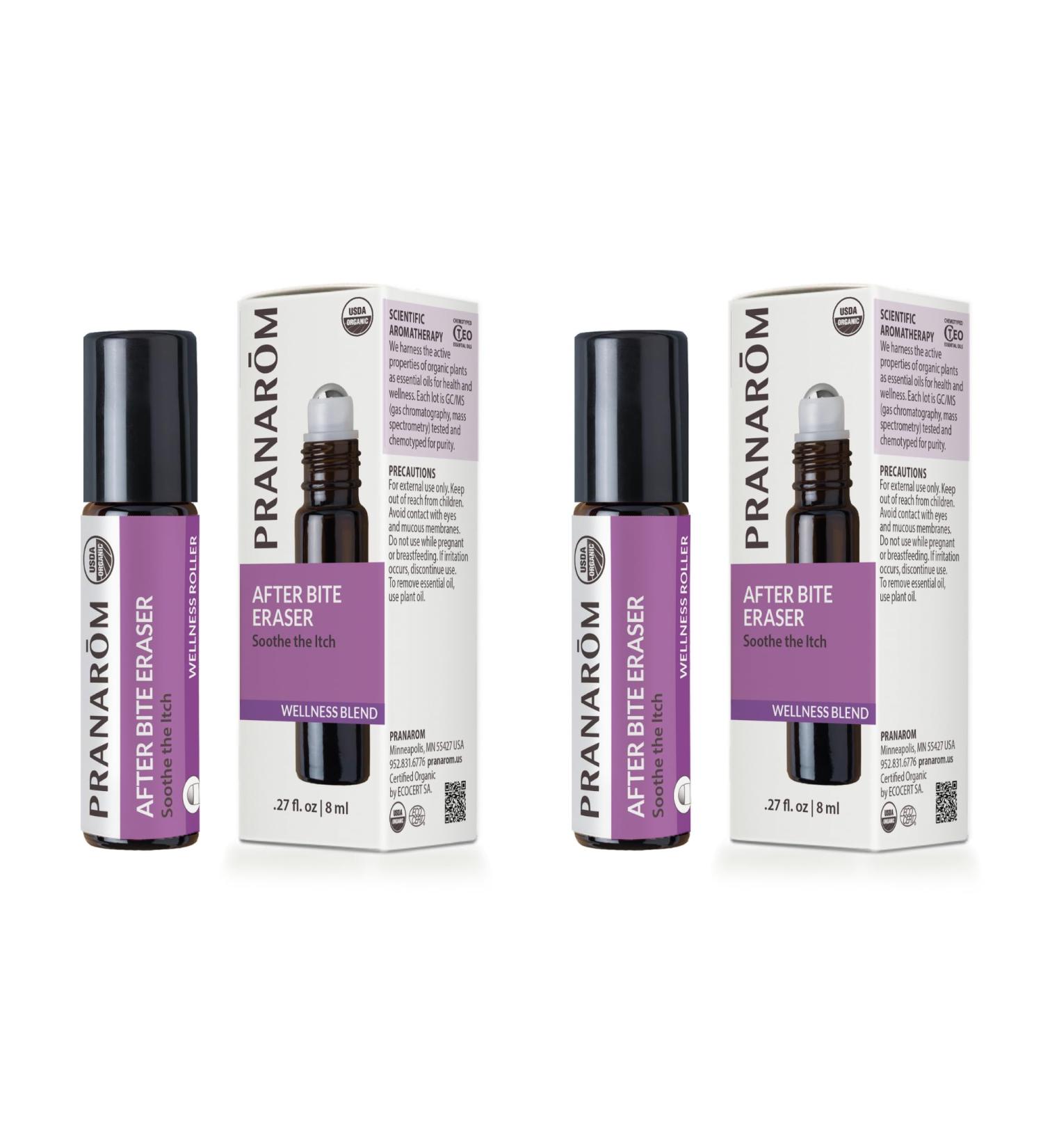 Pranarom - Bug Bite Eraser Roller Wellness Blend - 8ml - Essential Oil Wellness Blend - Outdoor Adventures Fast-Acting Organic Easy Application - Camping Perfect for Outdoors (16ml 2-Pack)