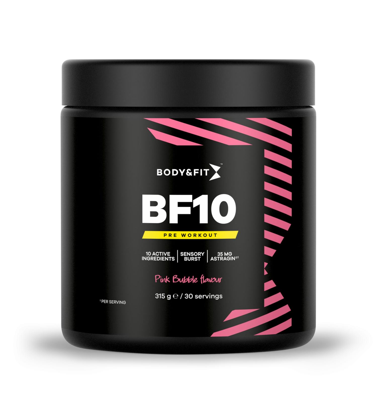 Body Fit Body&Fit BF10 PreWorkout 200 mg caffeine and 2000 mg Betaalanine Pink Bubble 315 grams - Buy Online on GoSupps.com