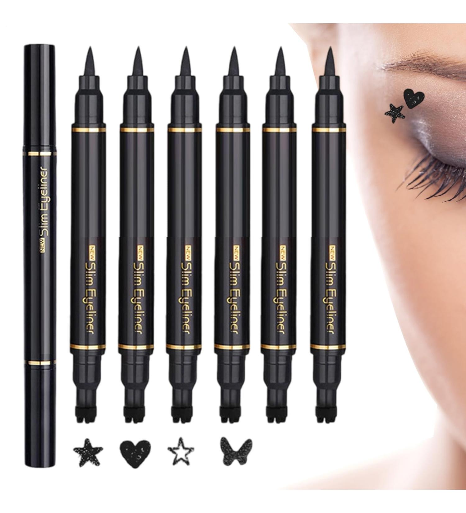 Duqulle Eyeliner Pen Wing Line Stamp for Cat Eye Look 6 Pieces Beauty Long Lasting Double Cosmetic for Various Occasions Including Cosplay Wedding Performances Holiday - Buy Online on GoSupps.com