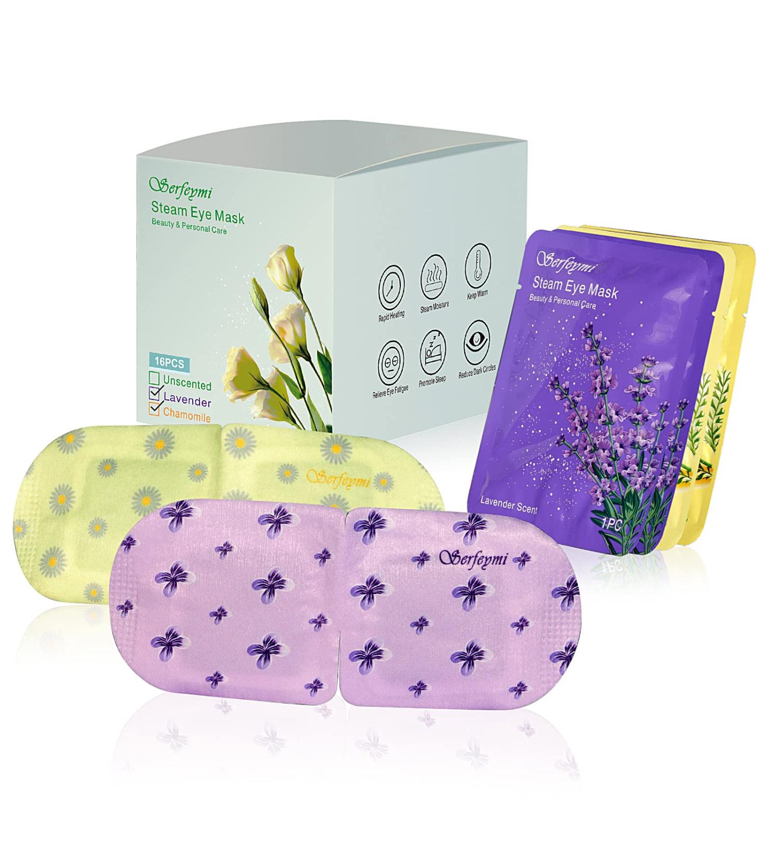 Serfeymi 16-Pack Self-Heating Steam Eye Masks for Sleeping - Lavender & Chamomile | Disposable Eye SPA Mask for Mother's Day Gifts - Buy Online on GoSupps.com