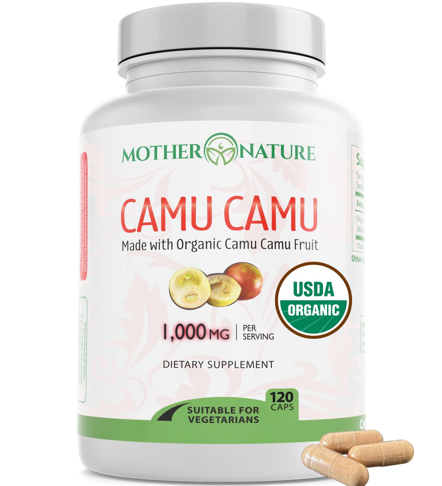Organic Camu Camu Vitamin C Capsules 1000mg - Immune Support & Anti-Aging Supplement - Vegan Non-GMO - 120 Count - Buy Online on GoSupps.com
