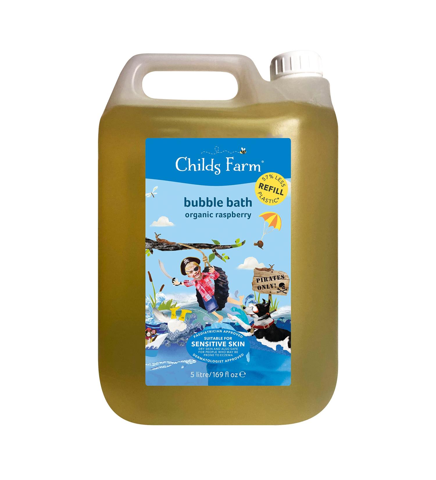 Childs Farm Organic Raspberry Kids Bubble Bath 5L Refill | Gentle Cleansing for Dry, Sensitive, Eczema-prone Skin | Bulk Size | 1 Pack - Buy Online on GoSupps.com
