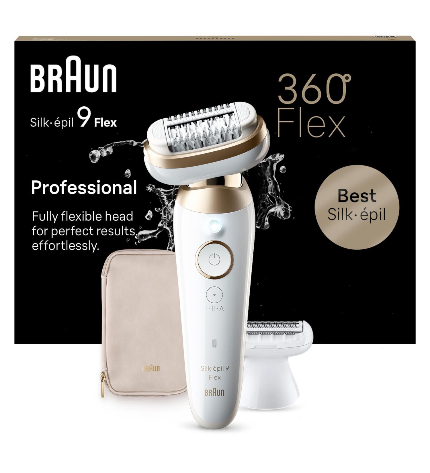 Buy Brown Silk- pil 9 Flex Epilator - 360 Flexible Hair Removal Wet & Dry Silky Smooth Skin Shaving & Trimmer Attachments - 9-041 3D White/Gold - Buy Online on GoSupps.com