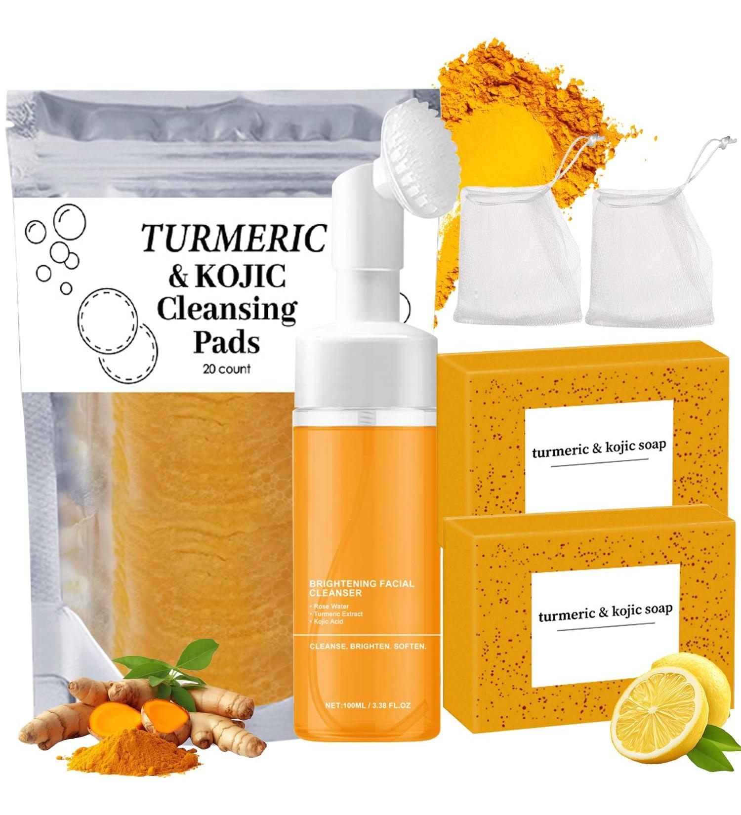 4Pcs Turmeric Wash and Care Three Piece Set Tuemeric Facial Cleanser & Turmeric Soap Bar & Turmeric Face Scrub Pads Face & Body Cleanser Turmeric Cleansing Skincare Set Deep Cleansing - Buy Online on GoSupps.com