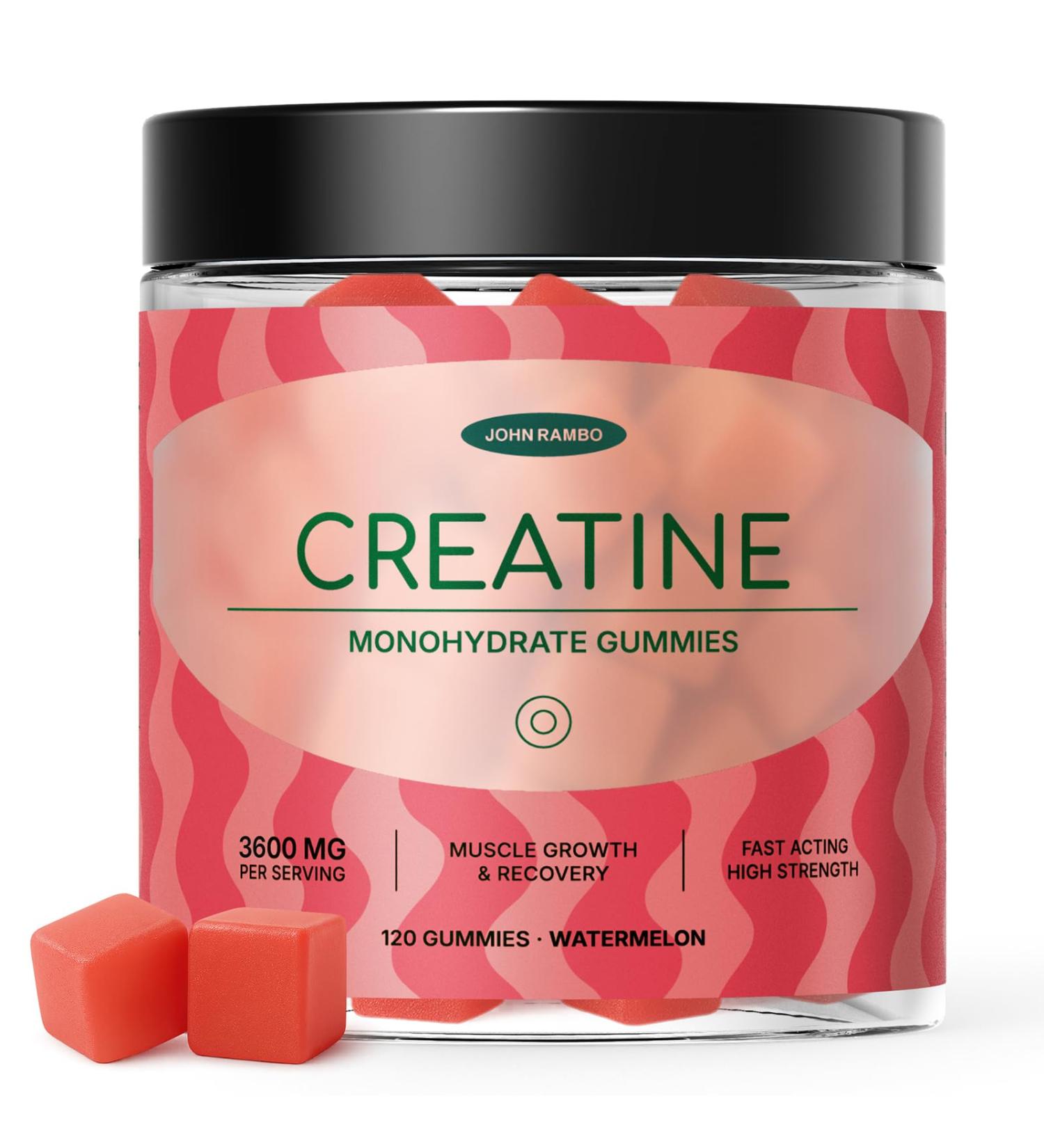 Creatine Monohydrate Gummies 3600mg Real Creatine Per Serving Transparent Label Juicy Watermelon Flavor Lab-Tested Strength & Recovery Supplement Watermelon 1 Count (Pack of 120) - Buy Online on GoSupps.com