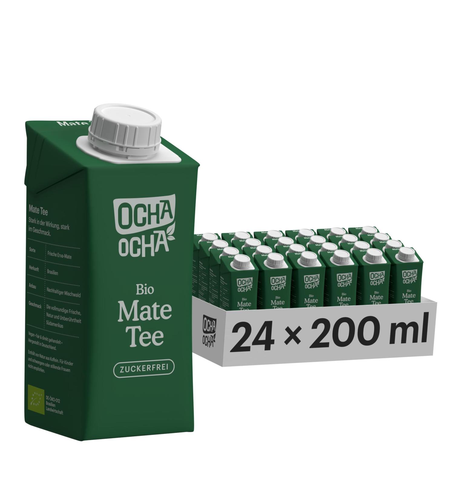 Organic Sugar-Free Mate Tea - 24x200ml | Ready-to-Drink Zero Calories 100% Pure Fair Trade - Flowery Taste of ERVA Mate - Buy Online on GoSupps.com