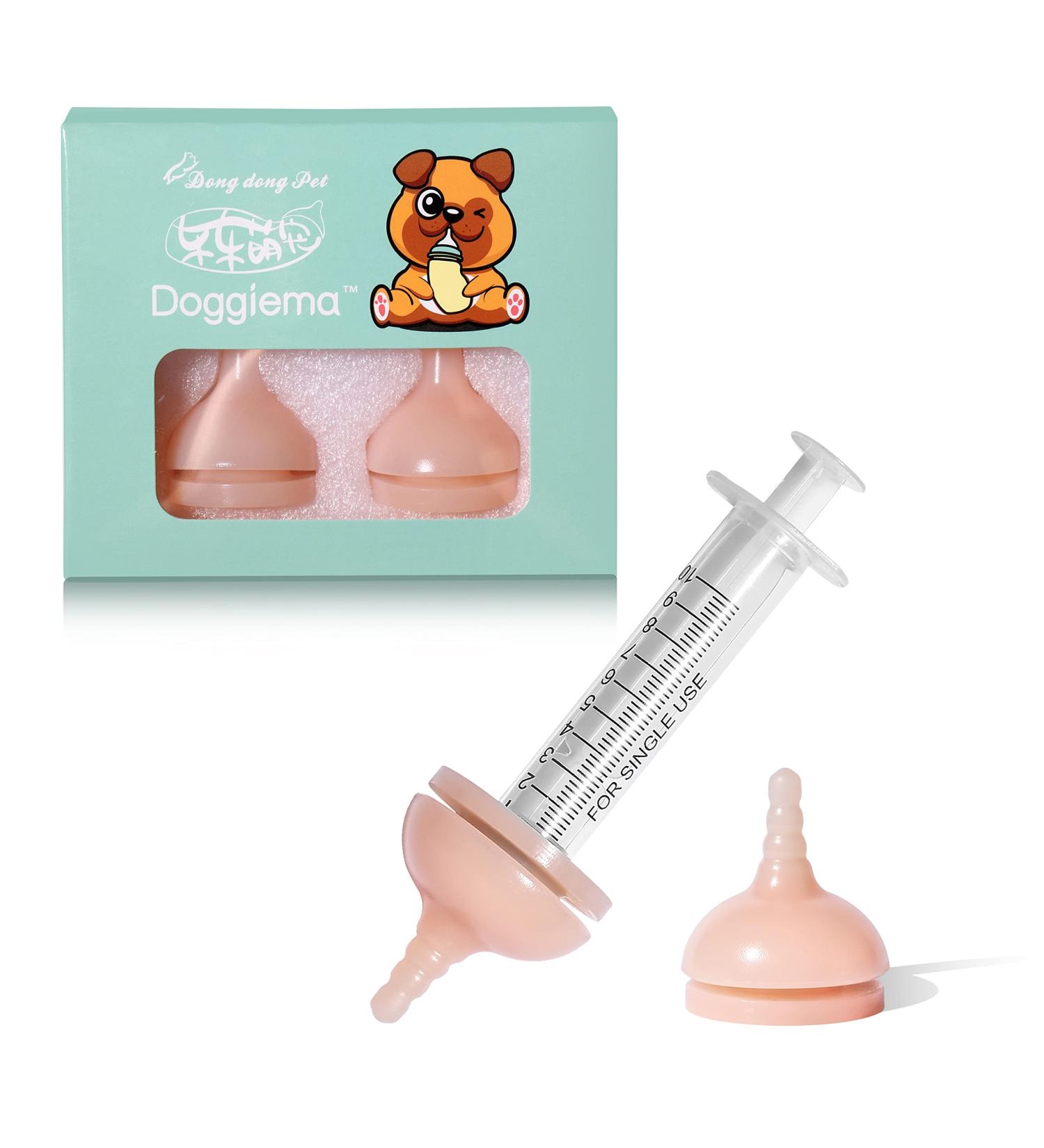 Bubble Milk Bowl: Silicone Nipple Feeding Bottle & Syringes for Kittens Puppies Rabbits & Small Pets - Includes 2 Medium & 2 Large Nipples - Buy Online on GoSupps.com