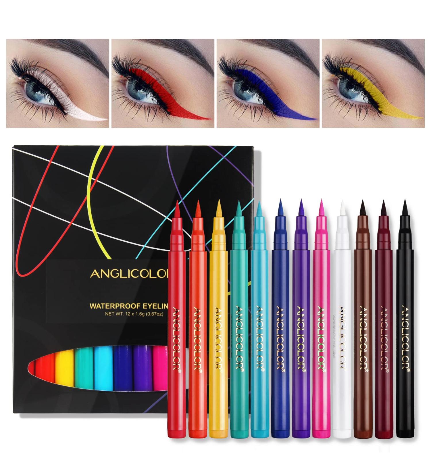 12 Colors Waterproof Liquid Eyeliner Set - Long-Lasting Matte Eyeliner for Women | Multifunctional Cosmetic Tool - Buy Online on GoSupps.com