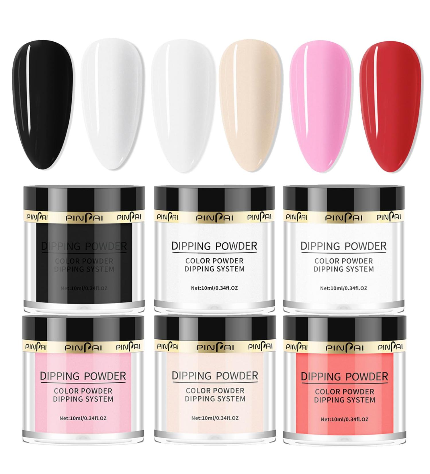 6 Colors Nail Dipping Powder Kit - Dipping Powder for Beginners - Classic All Seasons Tones French Nail Art Starter Manicure Salon DIY at Home - No Needed Nail Lamp Curing - Buy Online on GoSupps.com