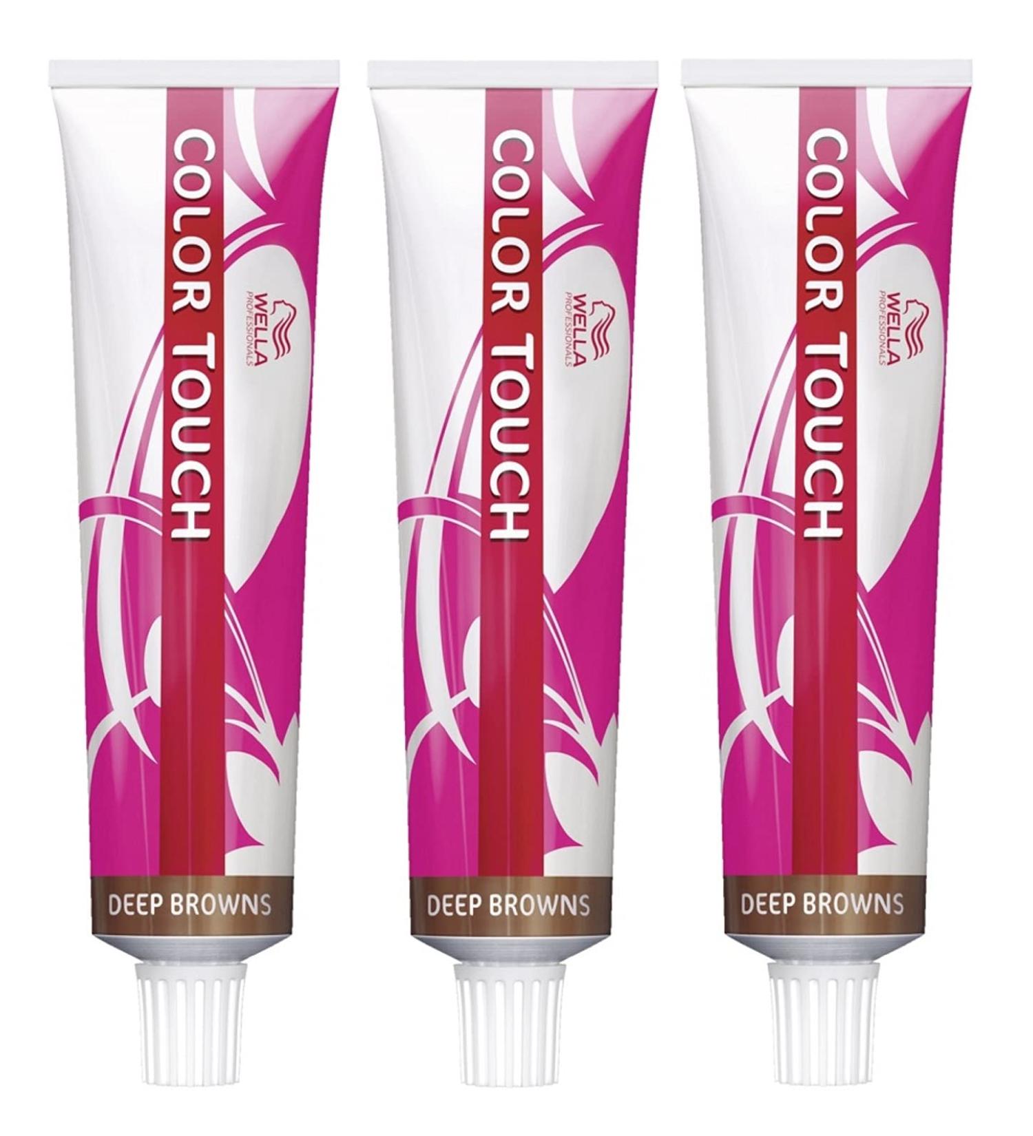 Pack of 3 Wella Professionals Color Touch 6/75 Dark Blonde Brown Mahogany 60 ml