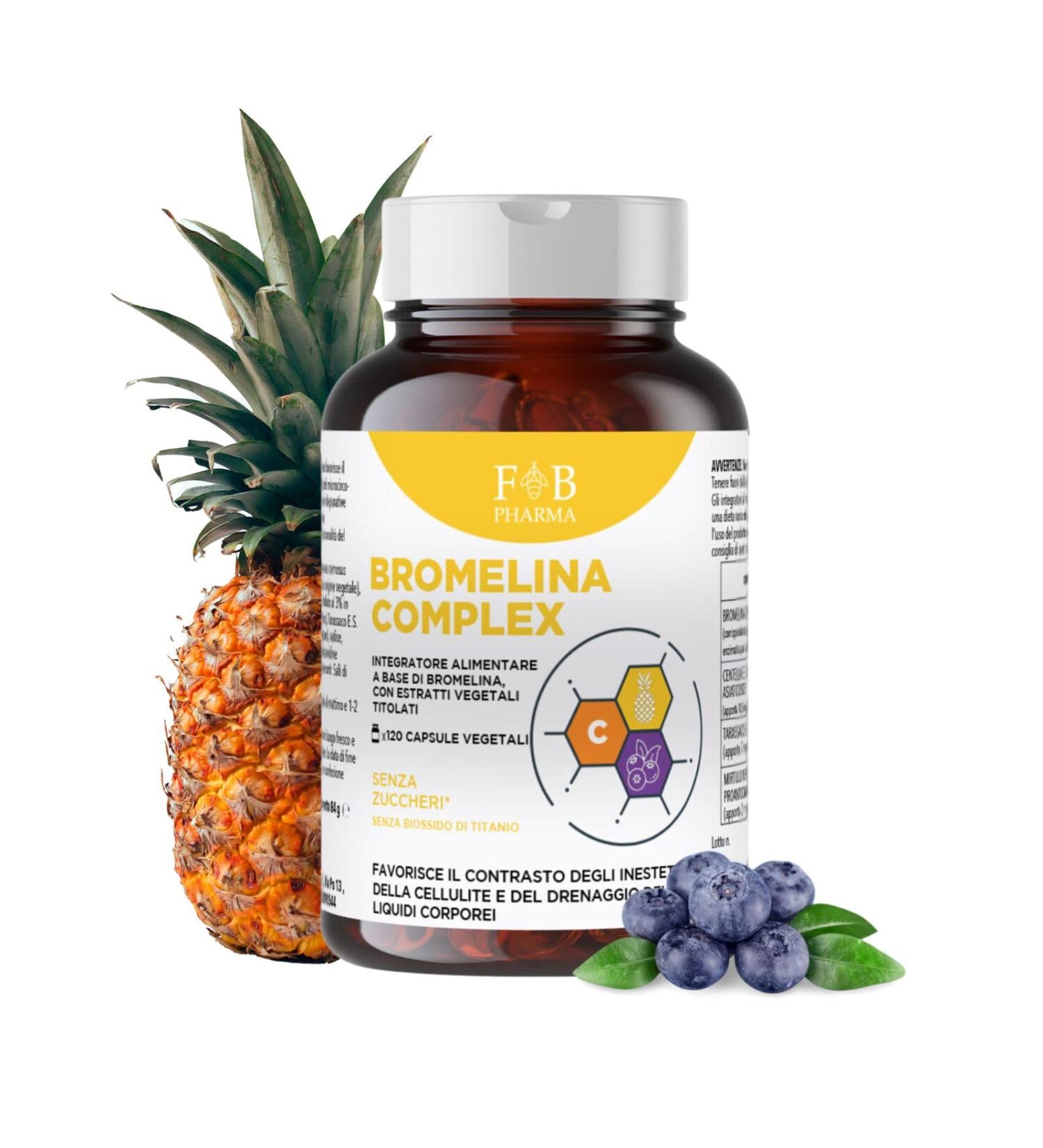 FORTEBRACCIO PHARMA SRL Bromelain Complex Natural diuretic against cellulite and water retention promotes microcirculation and drainage made in Italy 120 capsules - Buy Online on GoSupps.com