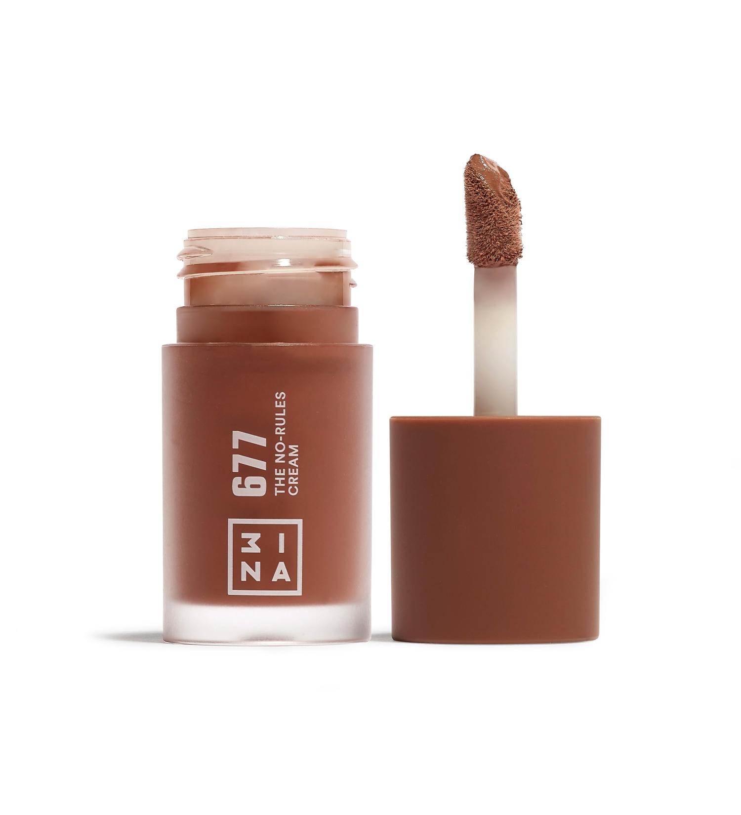 3ina No-Rules Cream 677 - Middle Brown Liquid Blush for Eyes Lips & Cheeks | Vegan & Cruelty-Free Cream Blusher with Sweet Almond Oil - Natural Finish - Buy Online on GoSupps.com