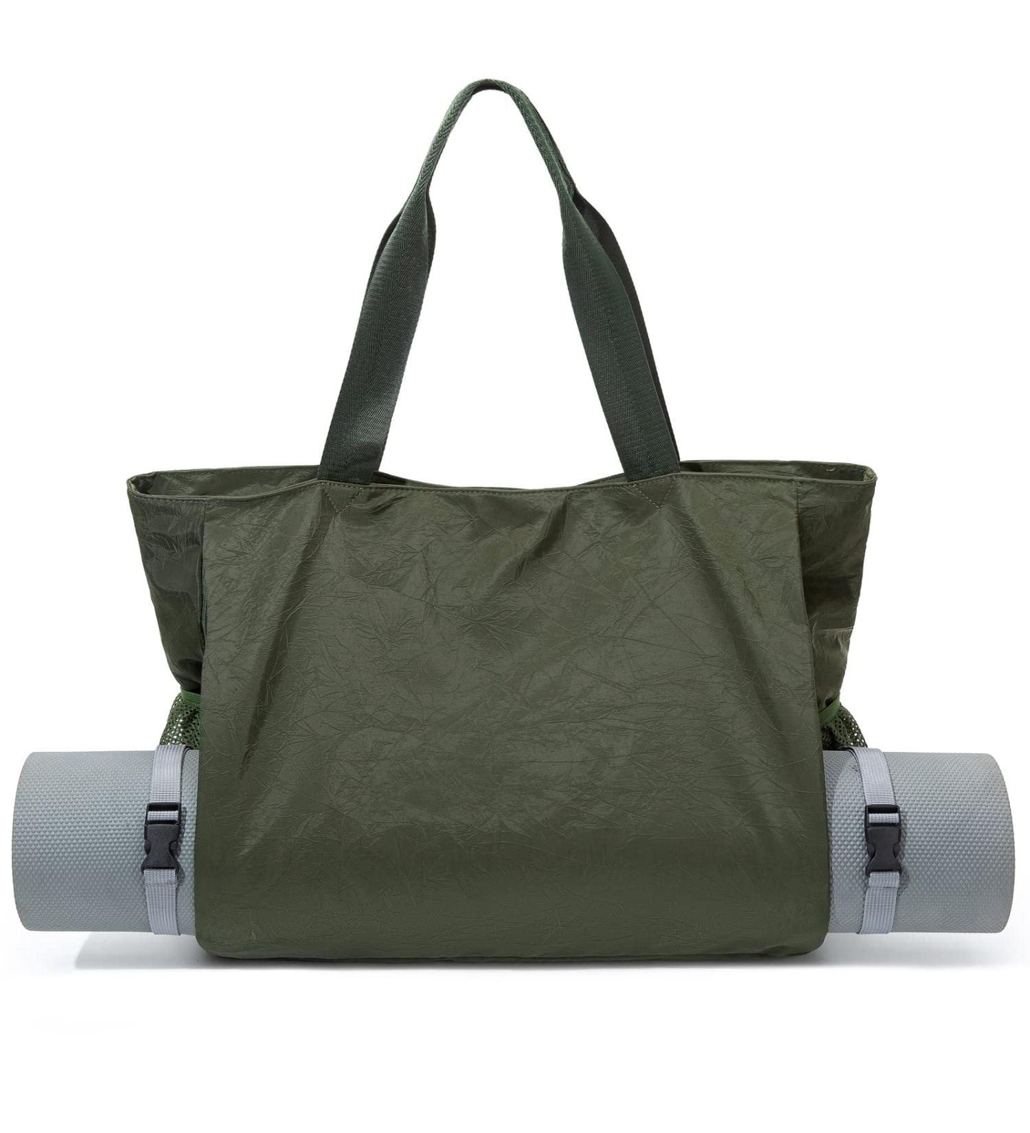 BOCMOEO Waterproof Yoga Mat Bag for Women | Shoulder Gym Bag with Mat Holder & Wet Pocket | Ideal for Gym, Yoga, Pilates, Travel, Beach | Green - Buy Online on GoSupps.com