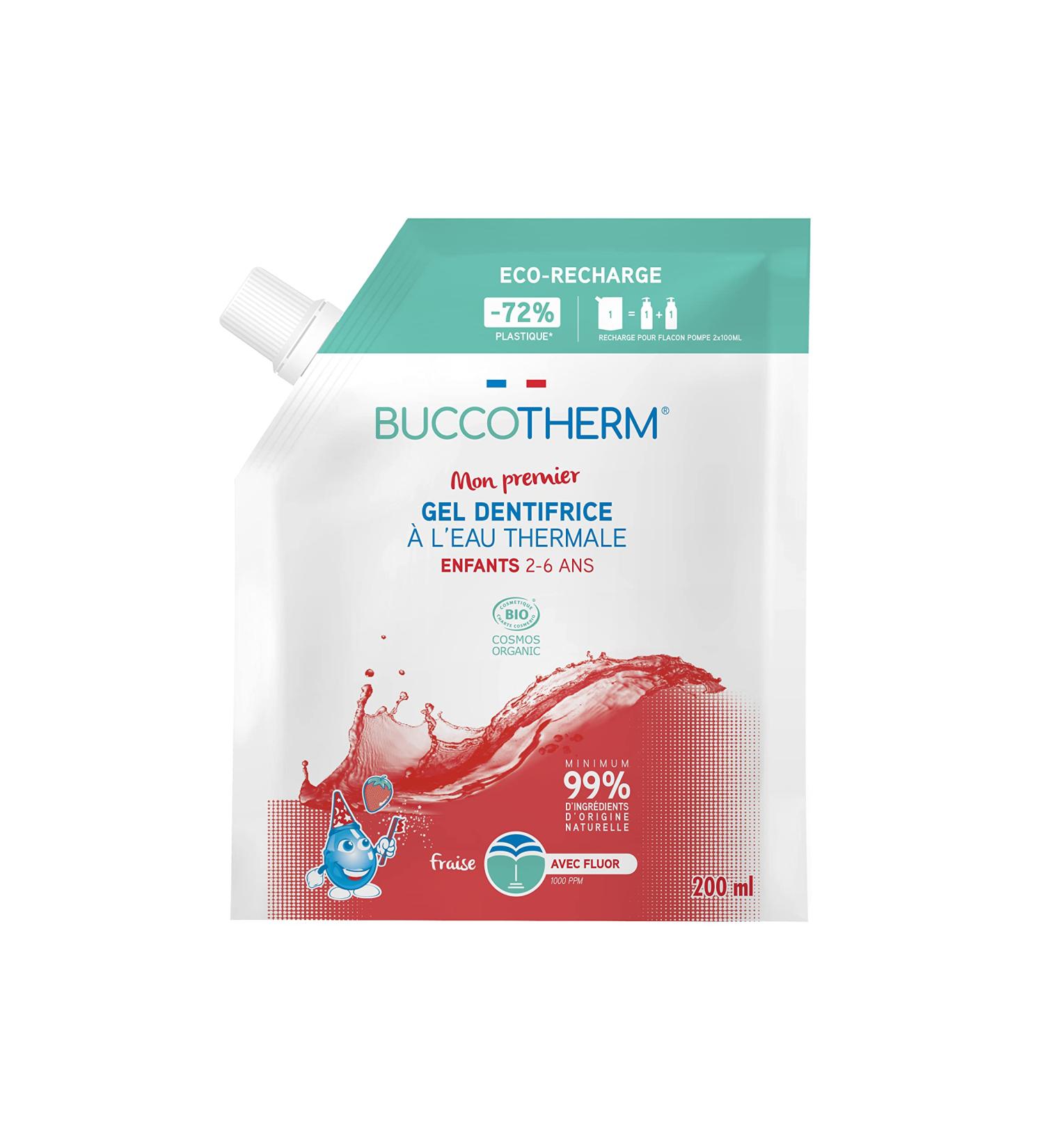 Buccotherm | My first Organic toothpaste for children | Fights against the appearance of cavities & dental plaque | Eco-Refill | 99% natural ingredients | Strawberry flavor | Made in France | 200 ml - Buy Online on GoSupps.com