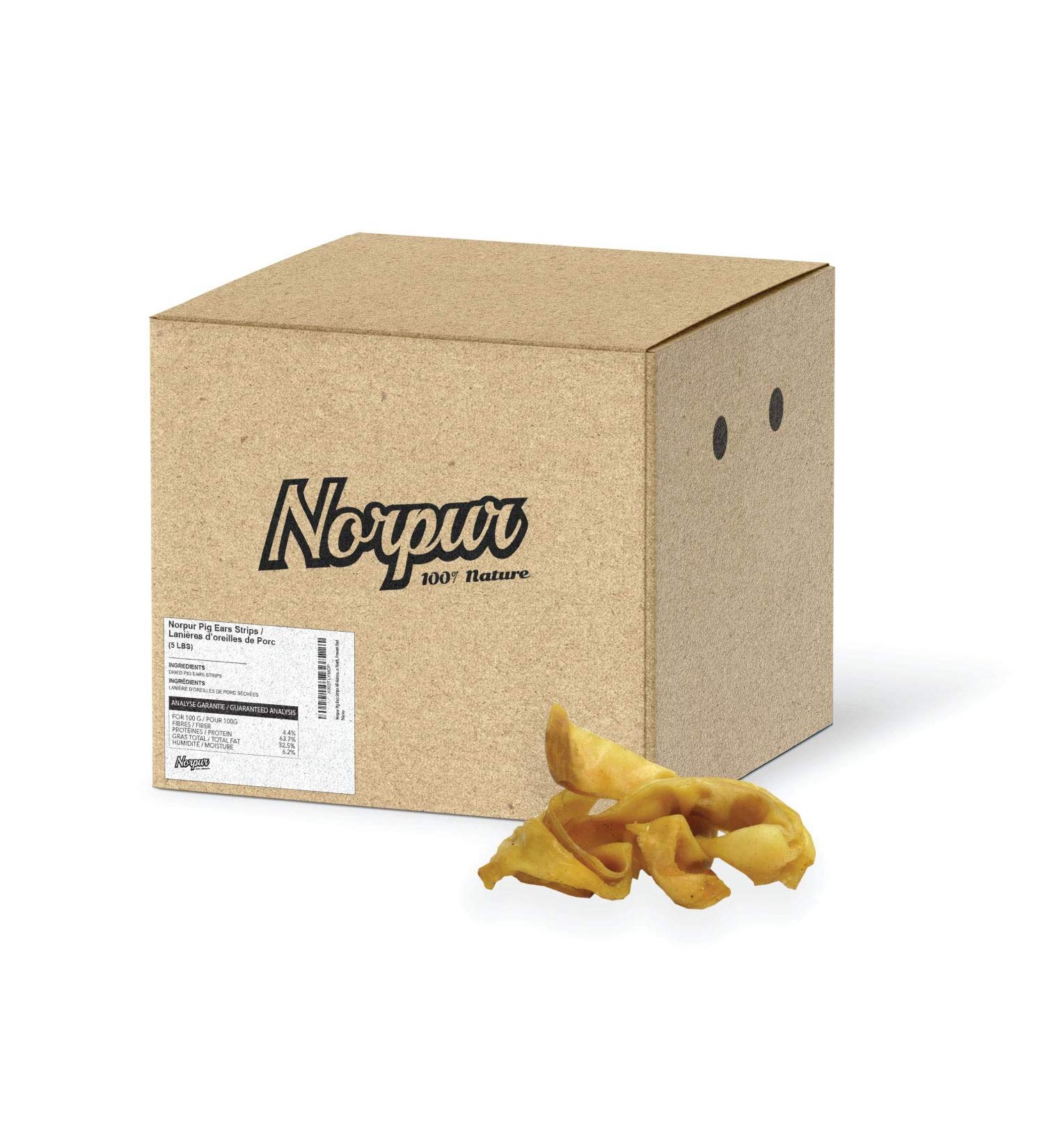 Norpur Pig Ears Strips for Dogs 5 lb. Box Natural Oven-Baked Chews with No Hormones or Preservatives Cleaner Teeth and Shinier Coat Reduce Bad Breath - Buy Online on GoSupps.com